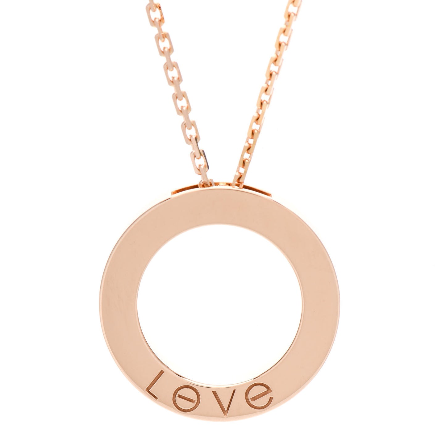 18K Pink Gold Diamond LOVE Paved Necklace