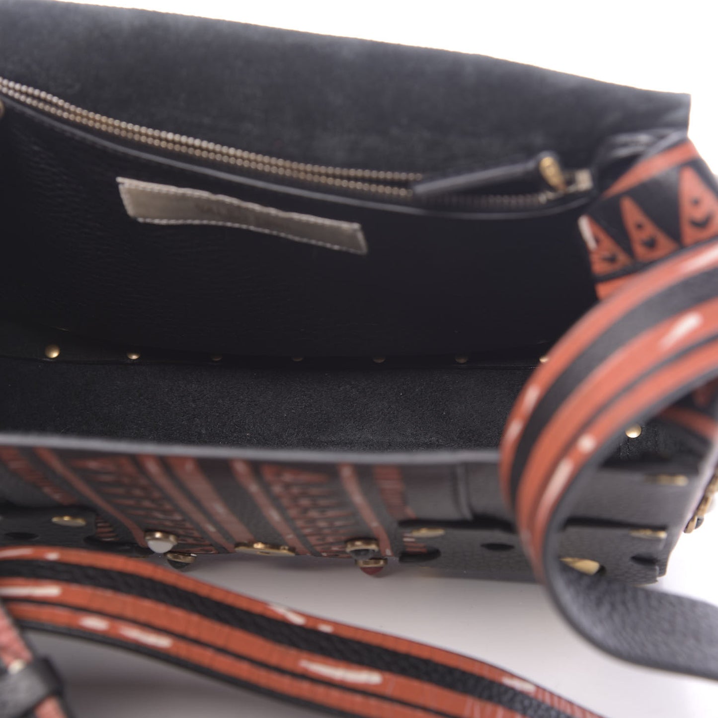 Calfskin Tribal Rockstud Shoulder Bag Black