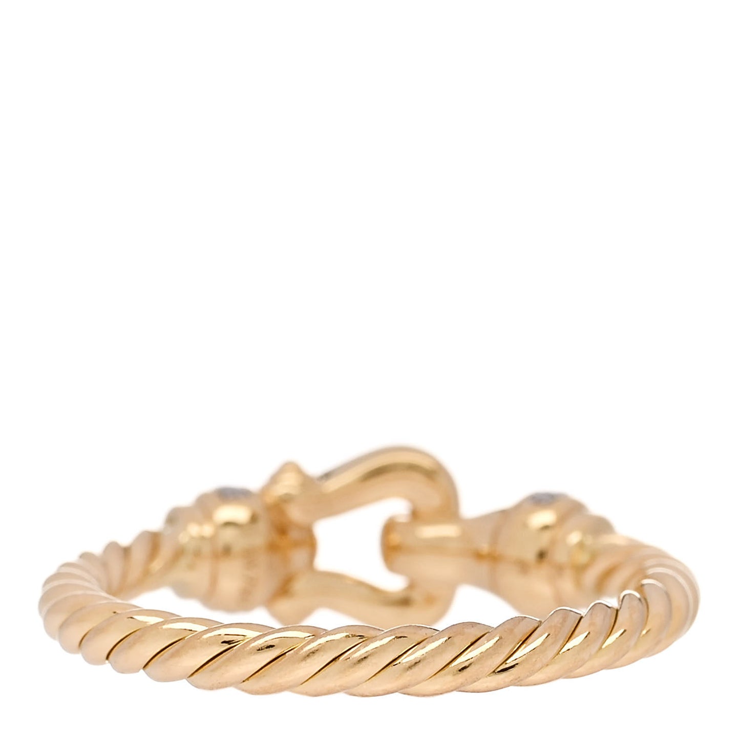 18K Yellow Gold Diamond Petite Buckle Cable Ring 49 5