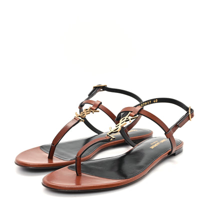 Saint Laurent Calfskin Maine Cassandra Monogram 05 Sandals 40 New Papaya 4 of 10