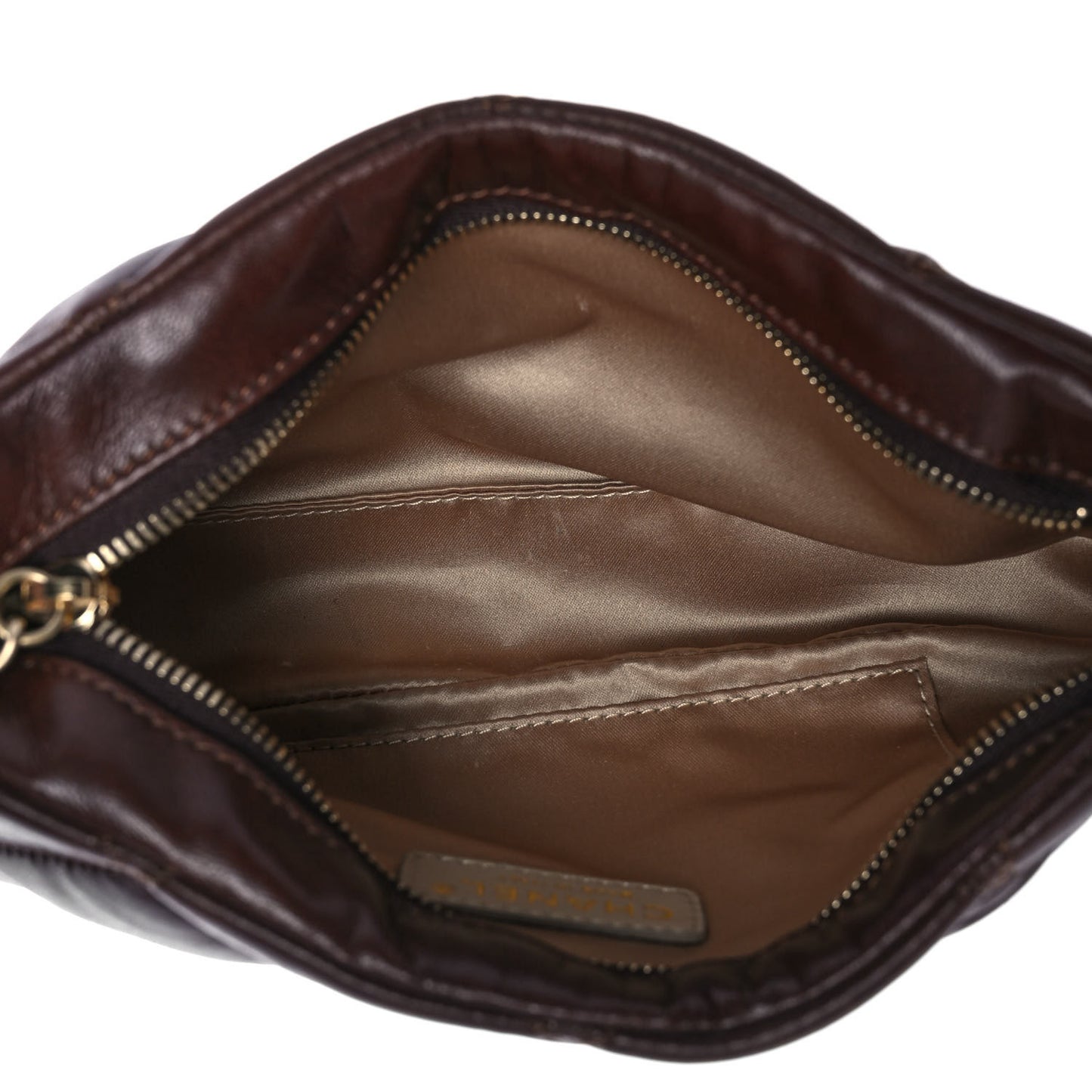 Lambskin Bubble Quilt Pochette Brown