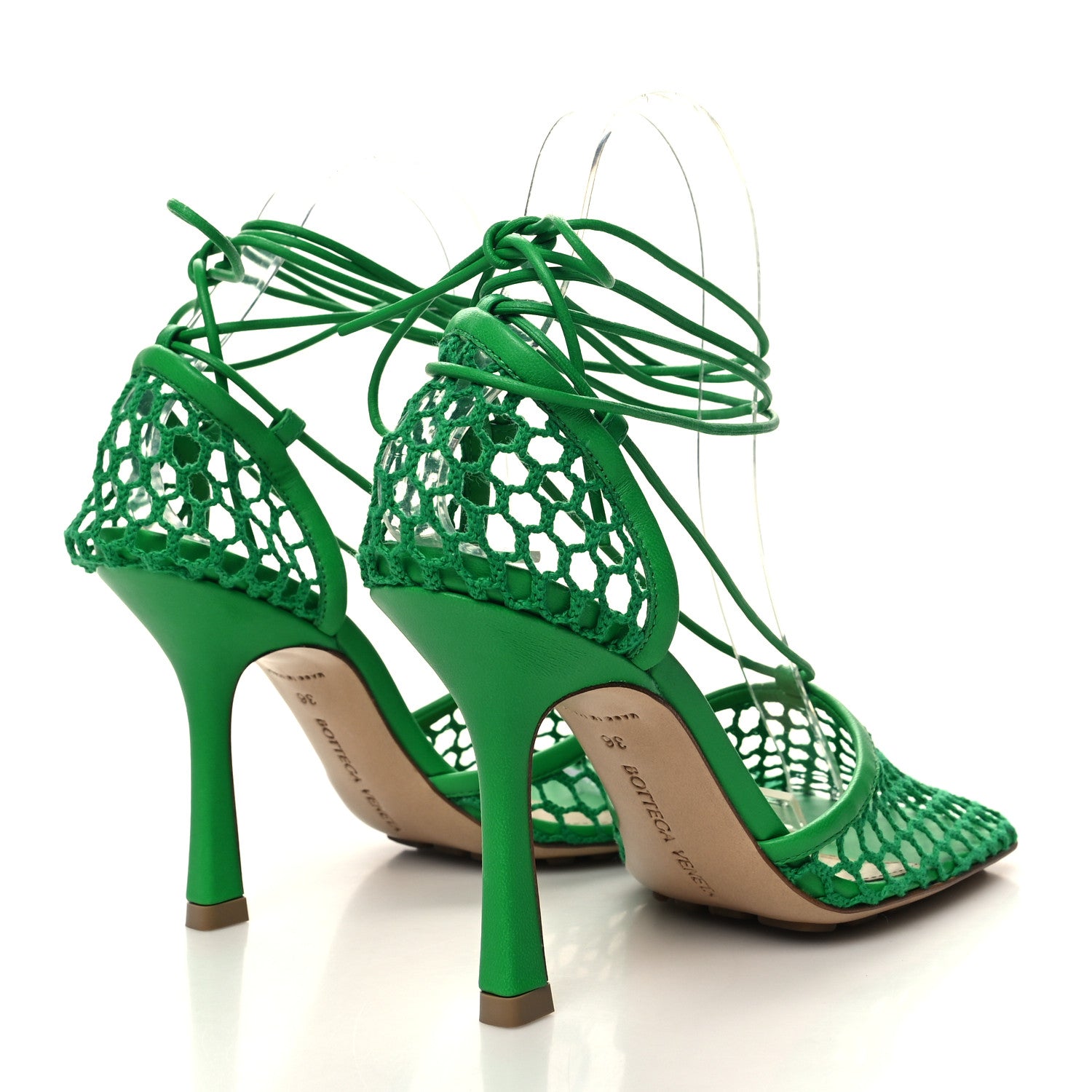 Bottega Veneta Mesh Nappa Stretch Ankle Tie 90mm Sandals 36 Grass 4 of 7