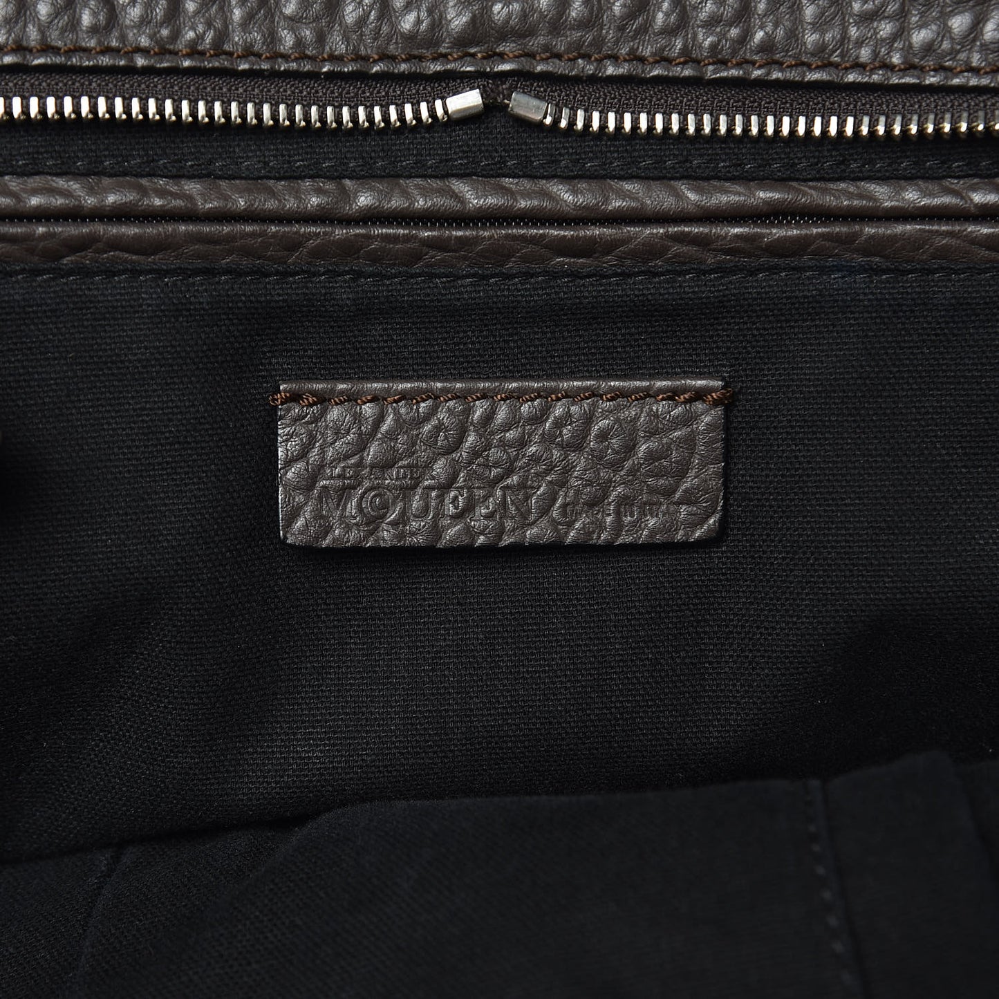 Pebbled Calfskin Large Skull Padlock Zip Around Tote Dark Brown