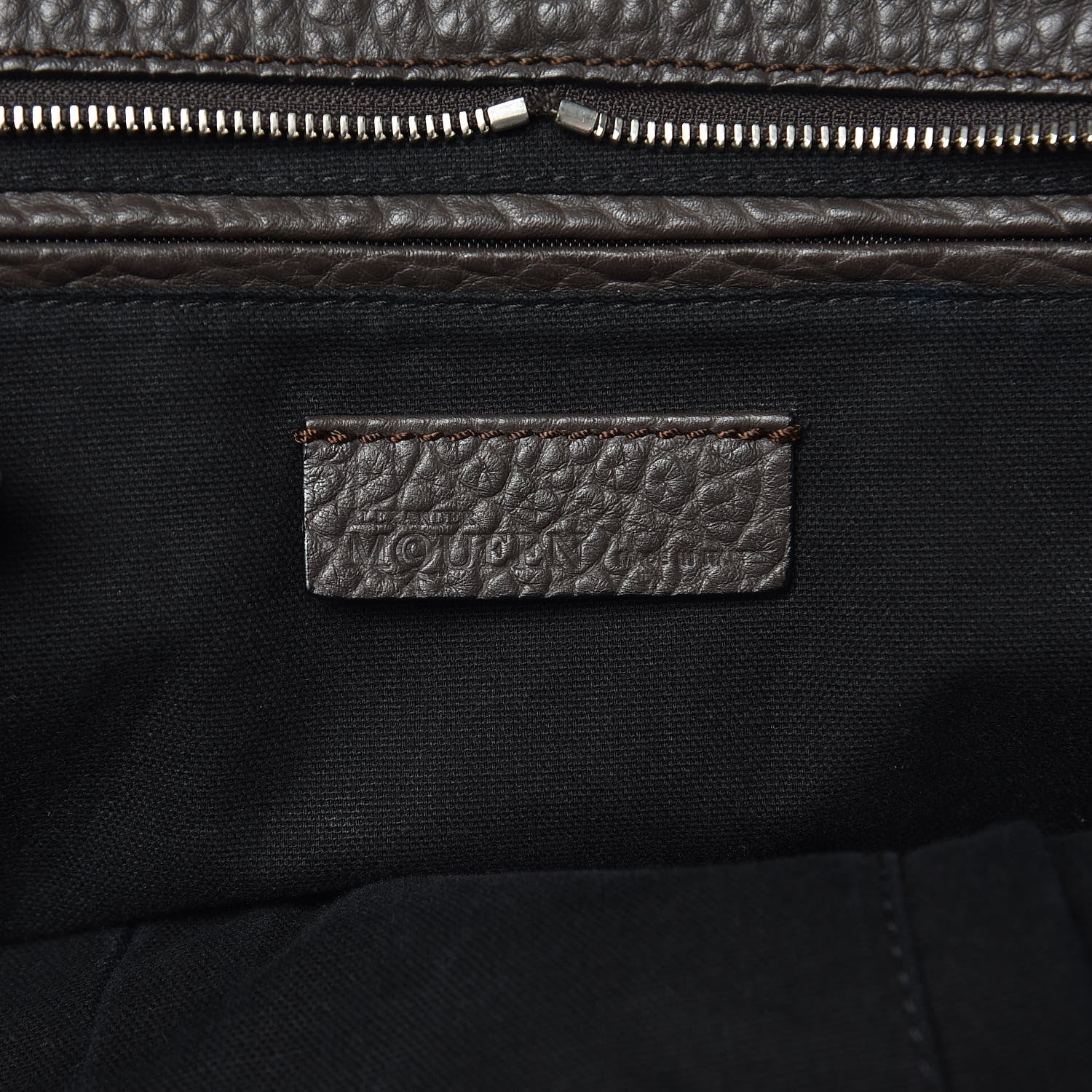 Alexander McQueen Pebbled Calfskin Large Skull Padlock Zip Around Tote Dark Brown 6 of 11