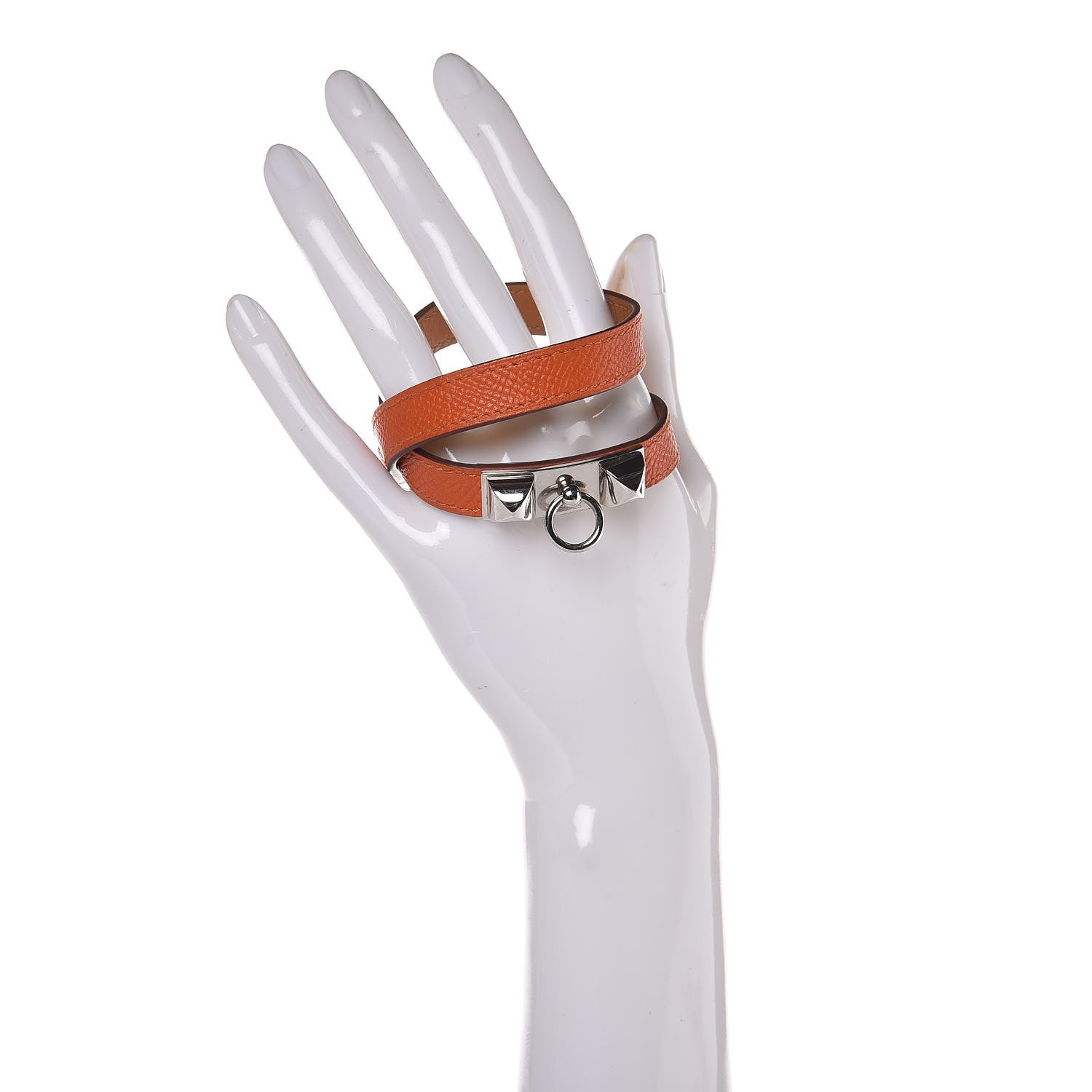 Hermes Epsom Rivale Double Tour Bracelet M Orange 2 of 5