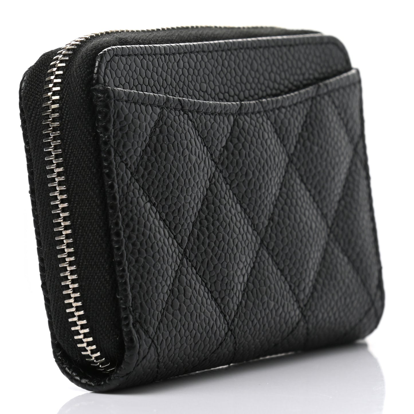 Caviar Quilted Zip Coin Purse Black
