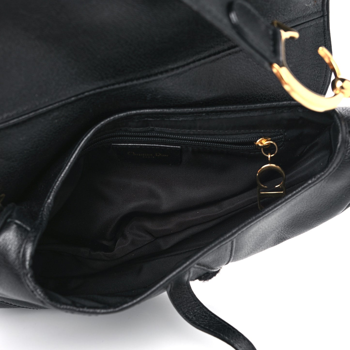 Grained Calfskin Saddle Bag Black