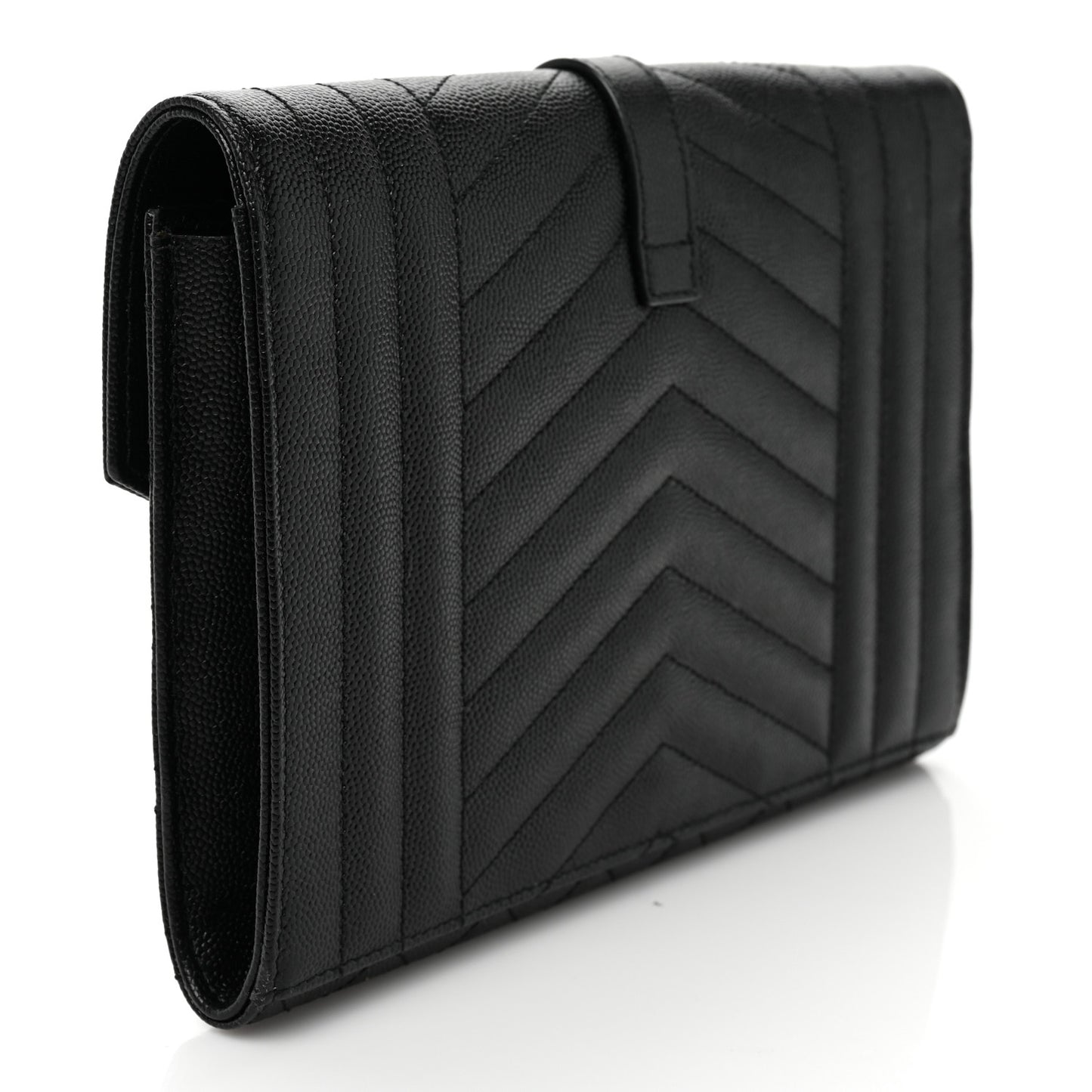 Grain De Poudre Textured Mixed Matelasse Triquilt Monogram Clutch Black