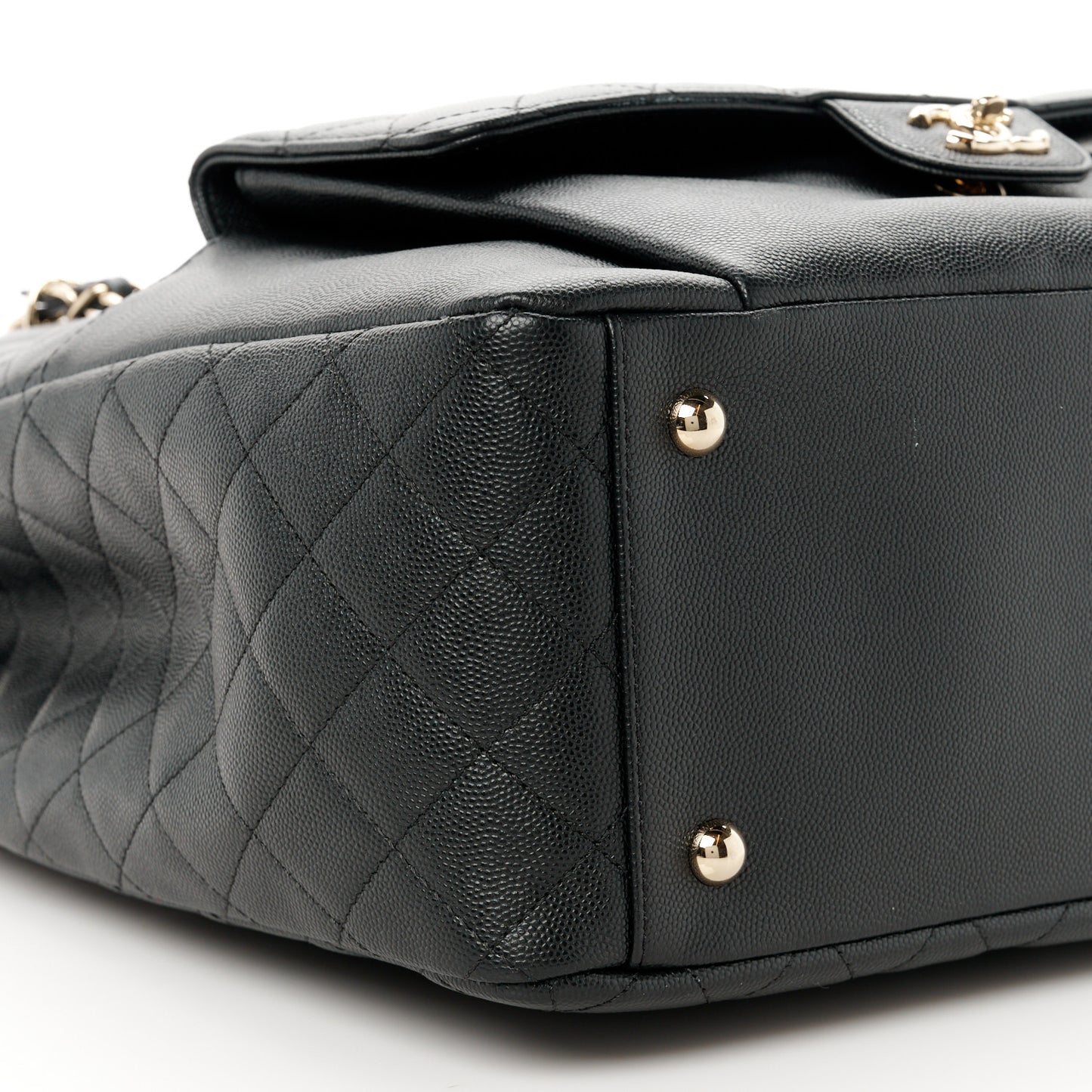 Caviar Quilted Pocket Large Tote Black