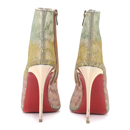 Christian Louboutin Rete Tulle Nancy Bootie 100 Ankle Boots 38.5 Multicolor Blush 5 of 14