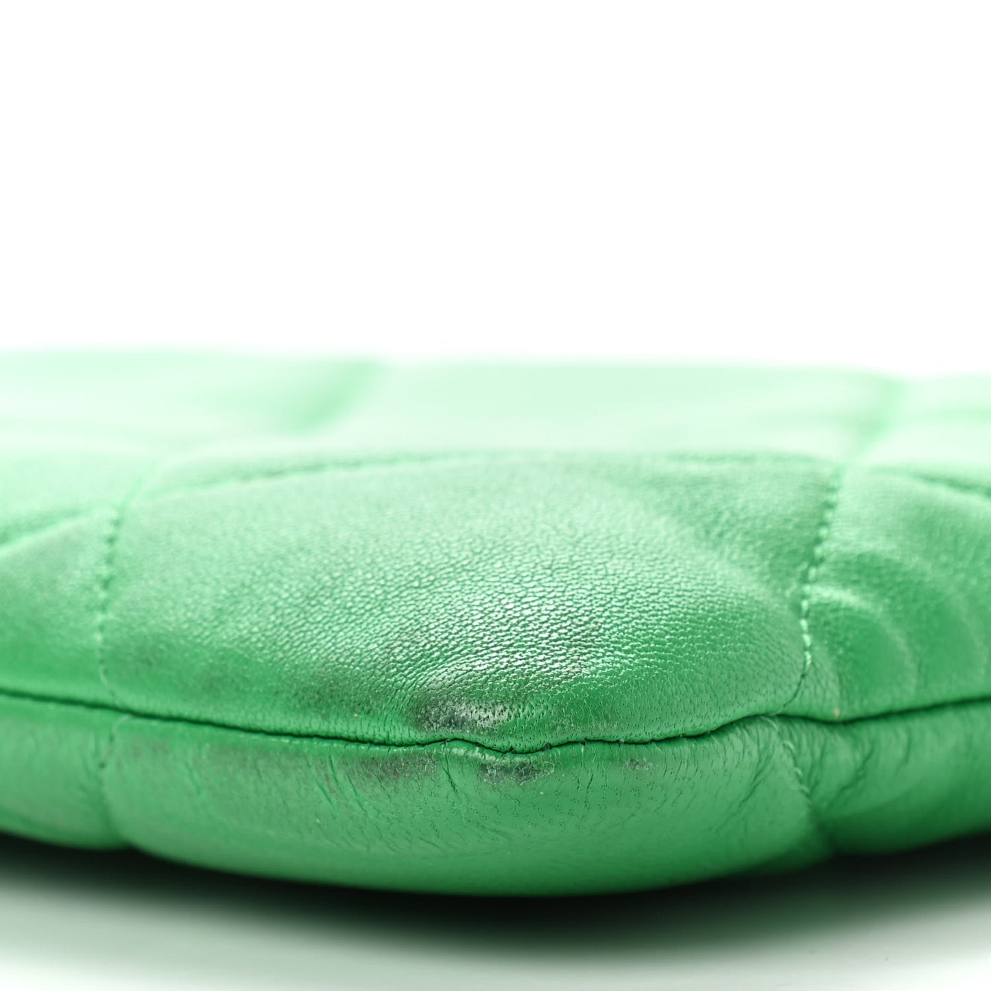 Shiny Goatskin Quilted Chanel 19 Pouch Green