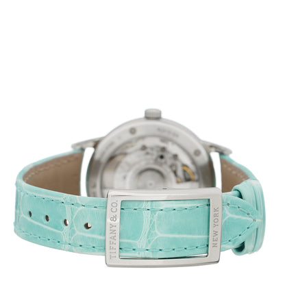 Tiffany Stainless Steel Alligator Diamond 34mm CT60 3-Hand Automatic Watch White 3 of 4