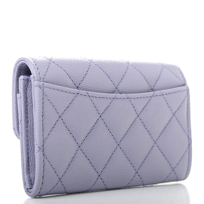 Chanel Caviar Quilted Flap Card Holder Wallet Light Purple 3 of 8