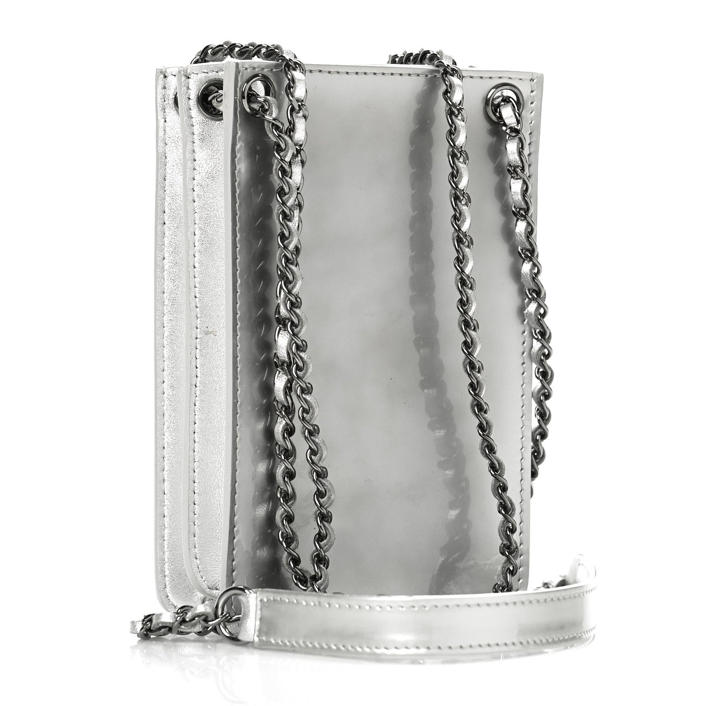 Metallic Patent Crossbody CC Phone Holder Silver