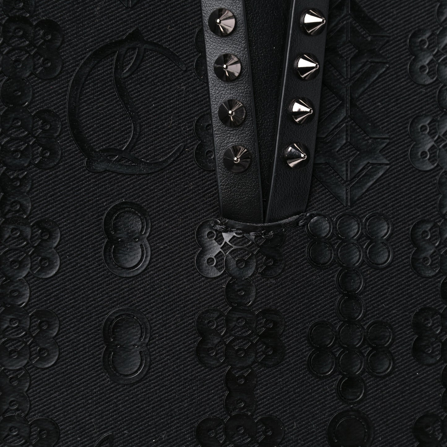 Calfskin Loubinetic Spikes East West Cabata Tote Black
