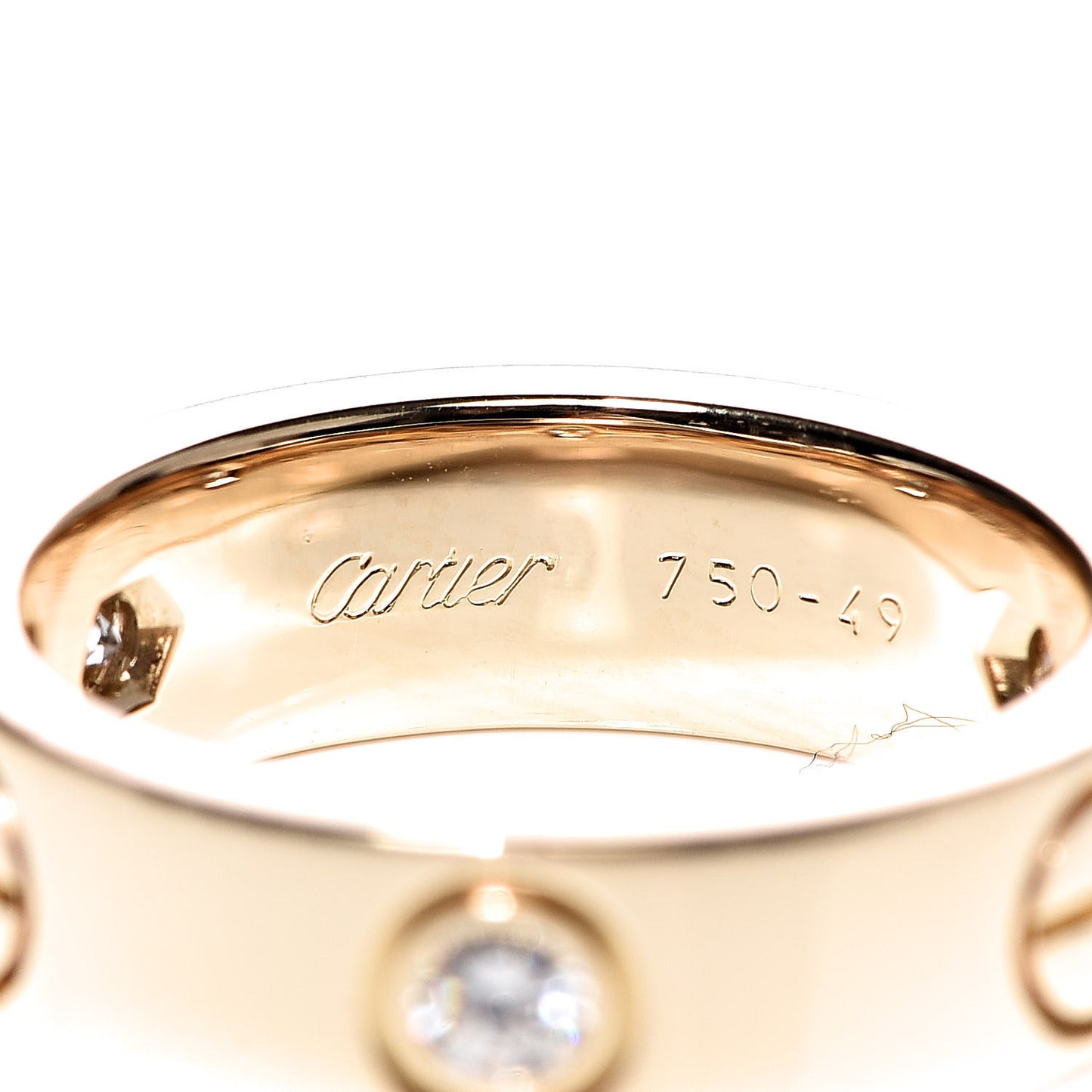 18K Yellow Gold 3 Diamond 5.5mm LOVE Ring 49 4.75
