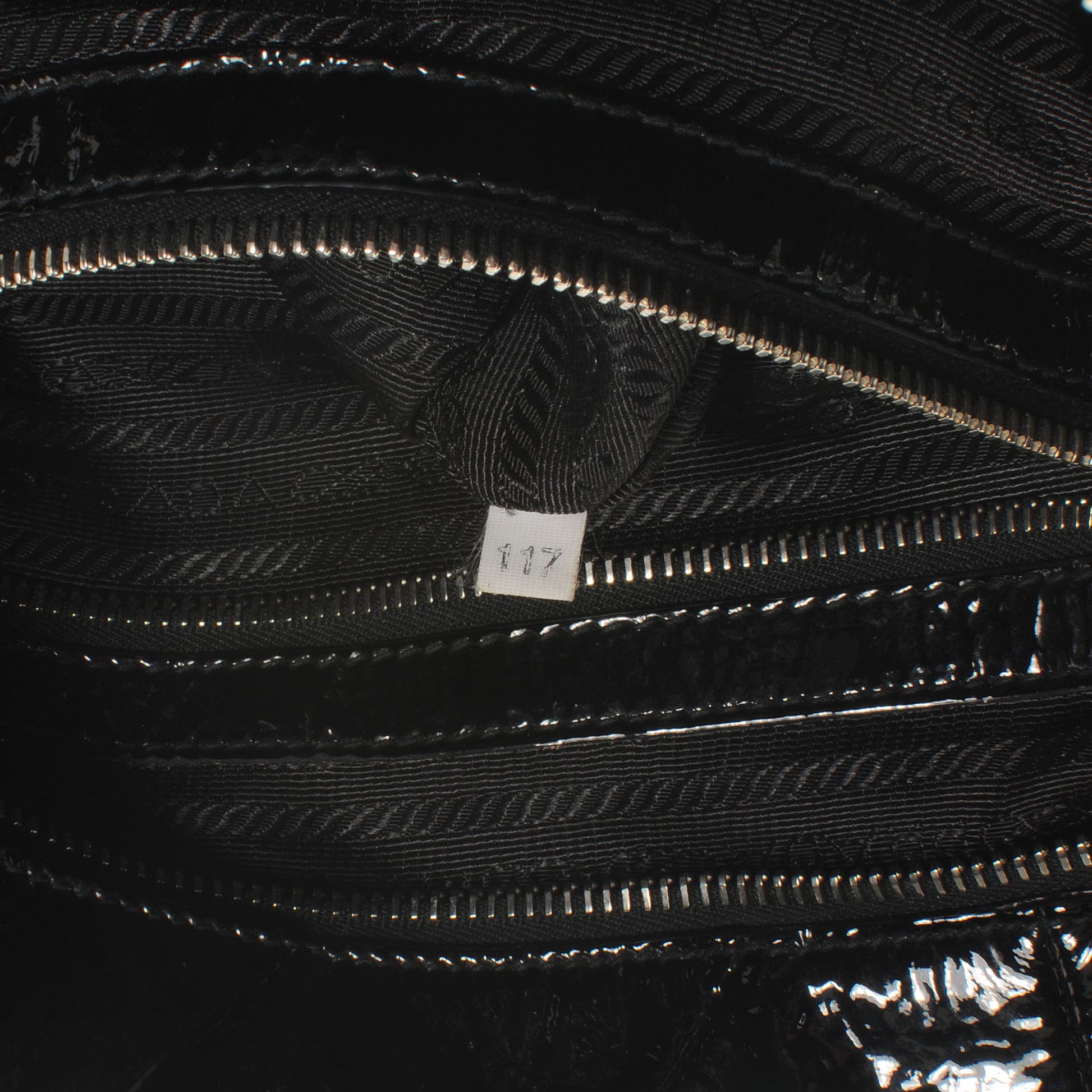 Prada Vernice Chevron Dome Satchel Black 7 of 8