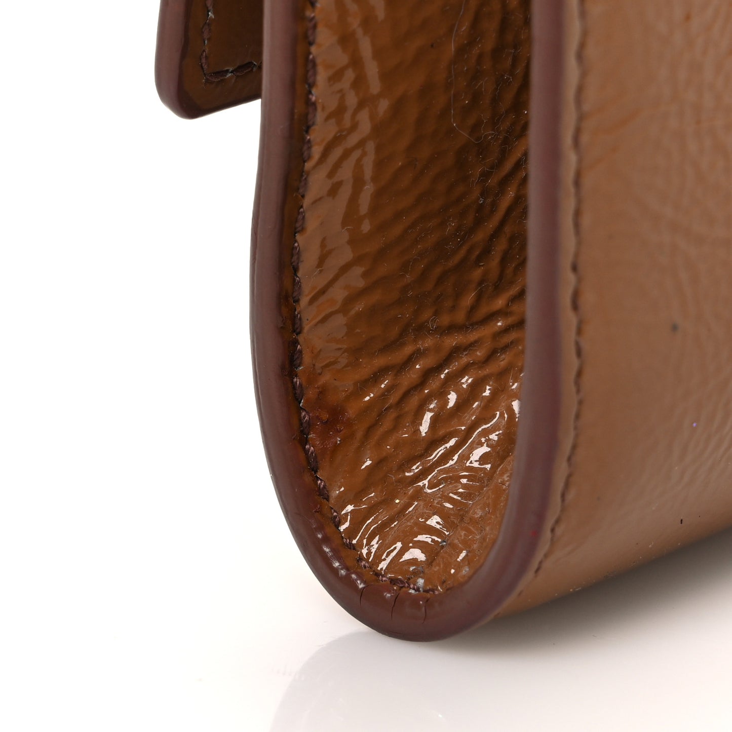 Textured Patent Calfskin Monogram Large Belle De Jour Clutch Beige