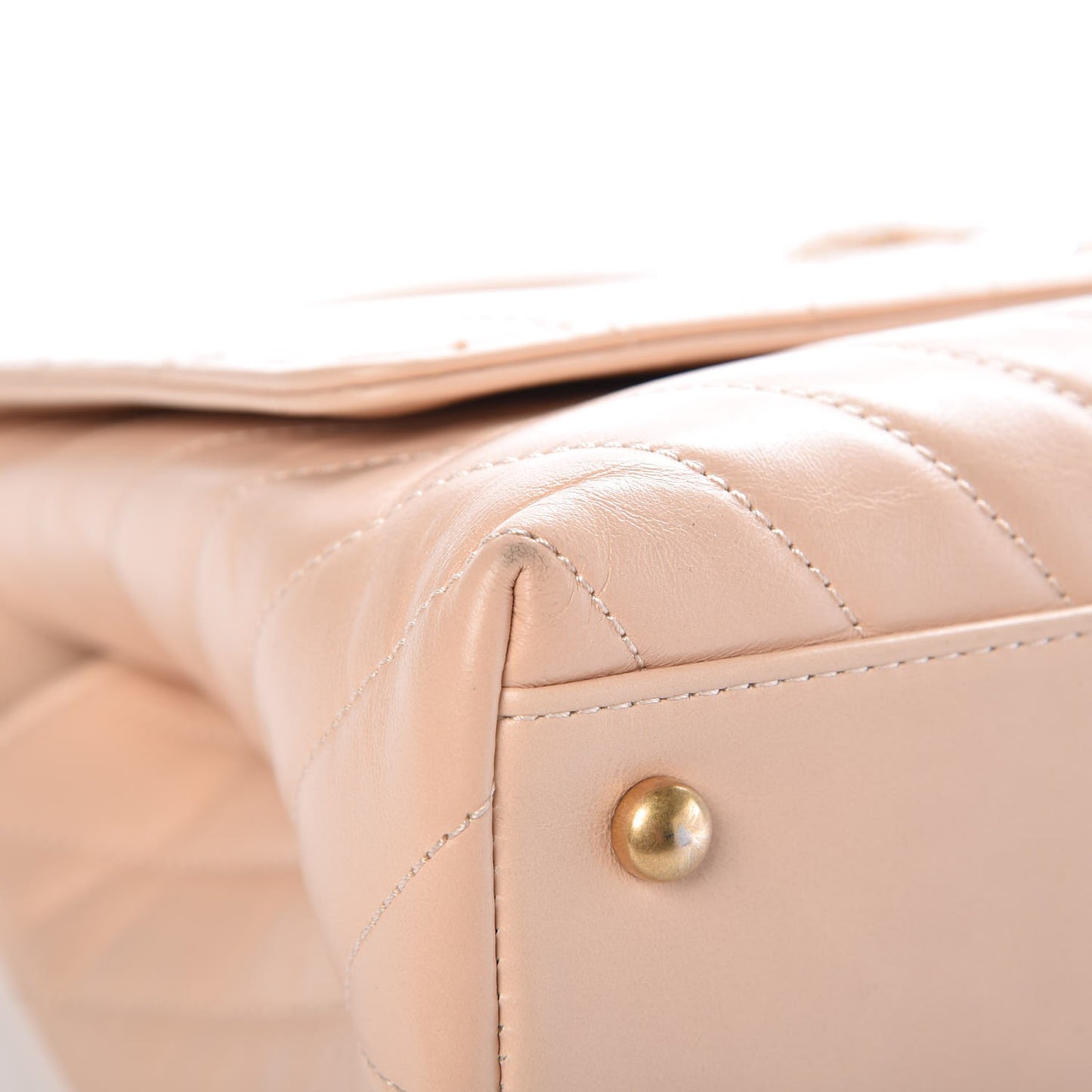 Calfskin Chevron Quilted Small Coco Handle Flap Light Beige