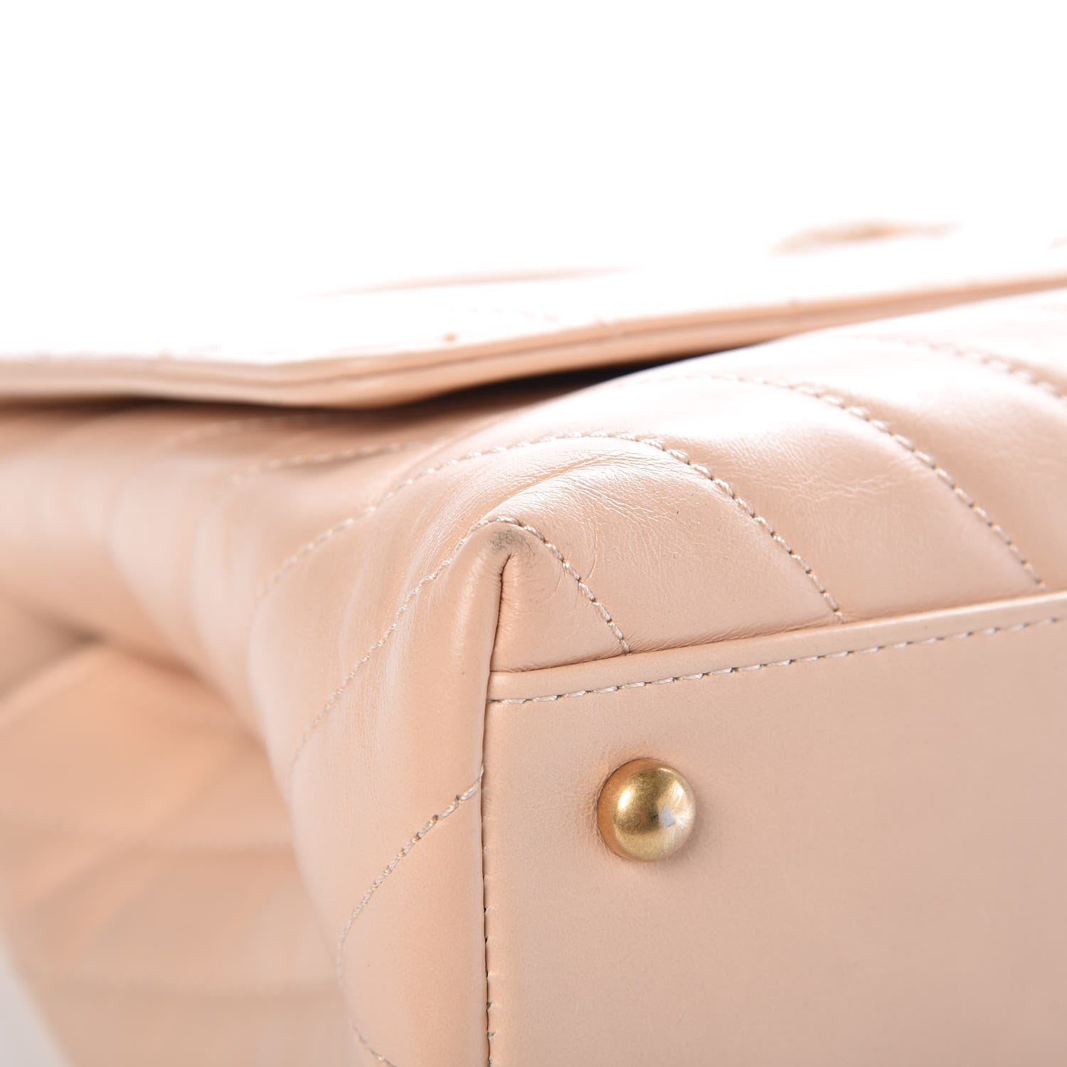 Chanel Calfskin Chevron Quilted Small Coco Handle Flap Light Beige 9 of 13