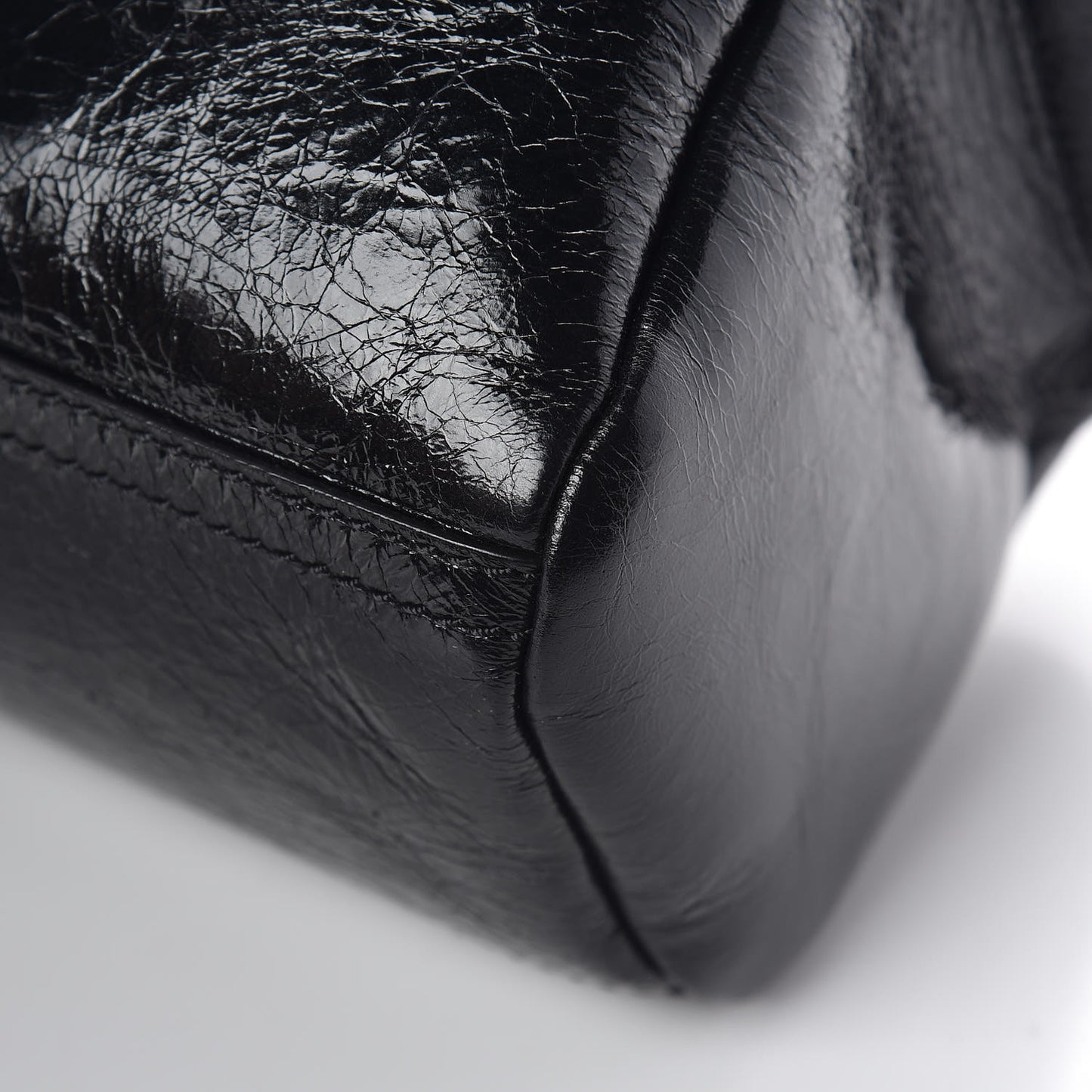 Crinkled Patent Deerskin Mini Pandora Black