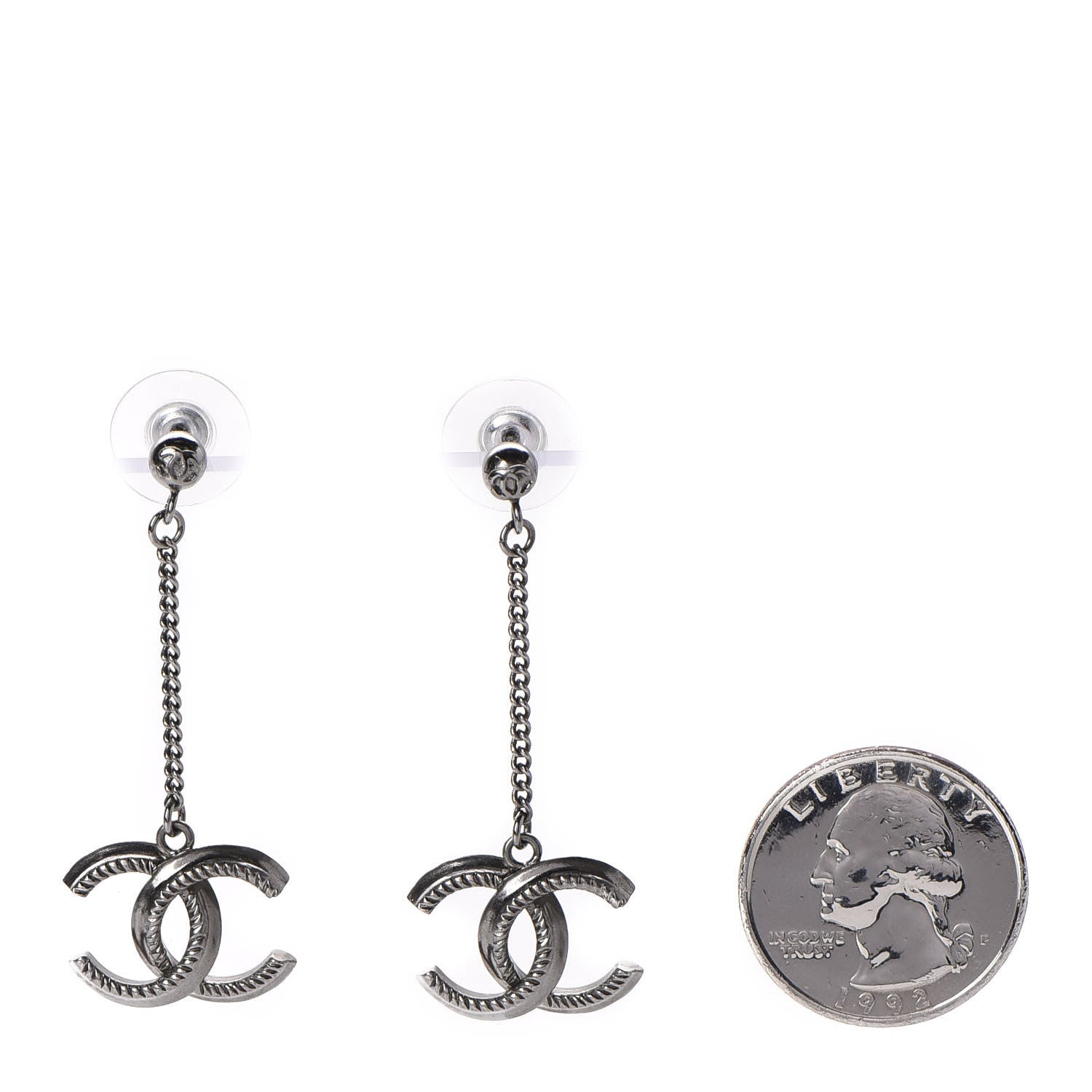 Chanel Ruthenium CC Drop Earrings 2 of 3