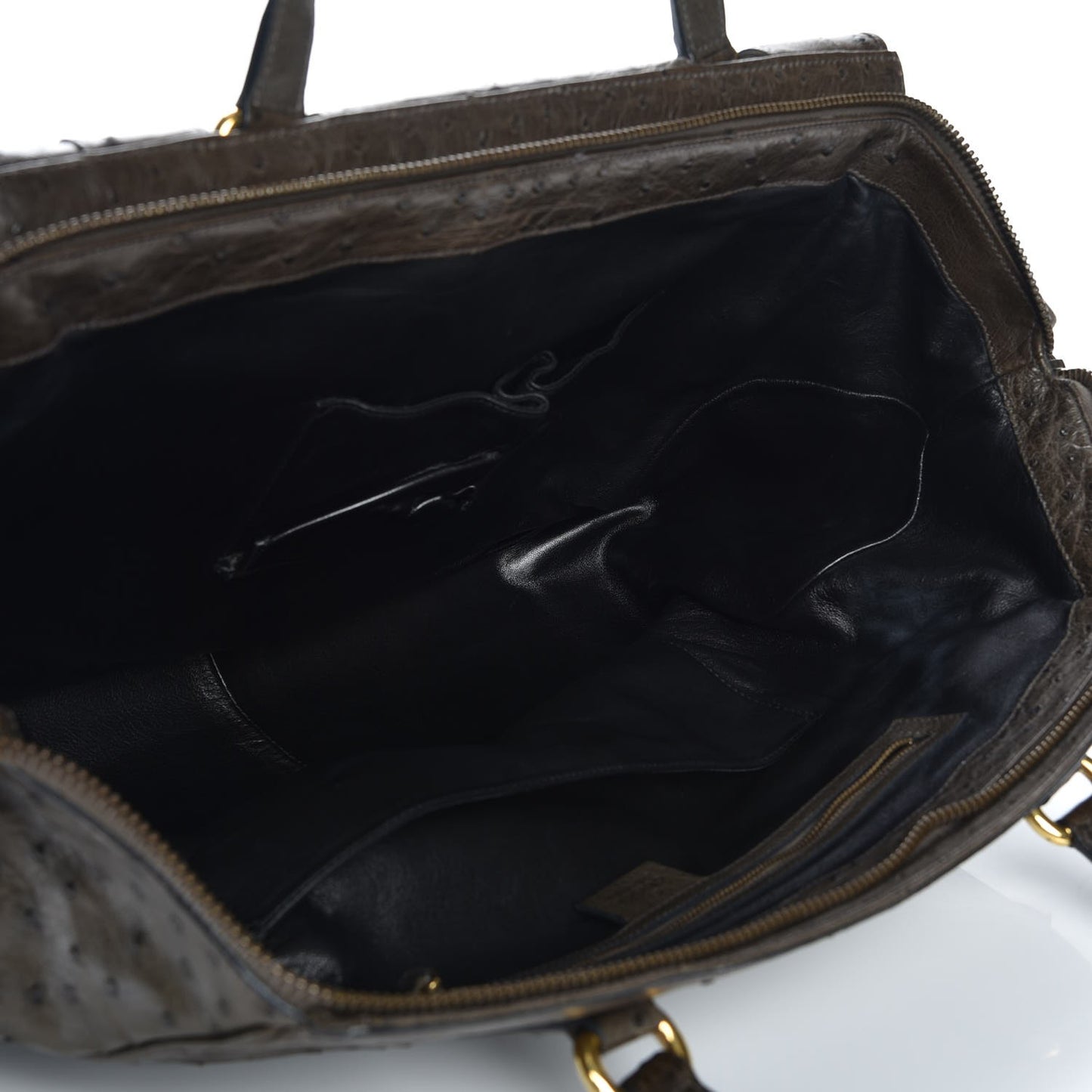 Ostrich Medium 1973 Top Handle Satchel Brown