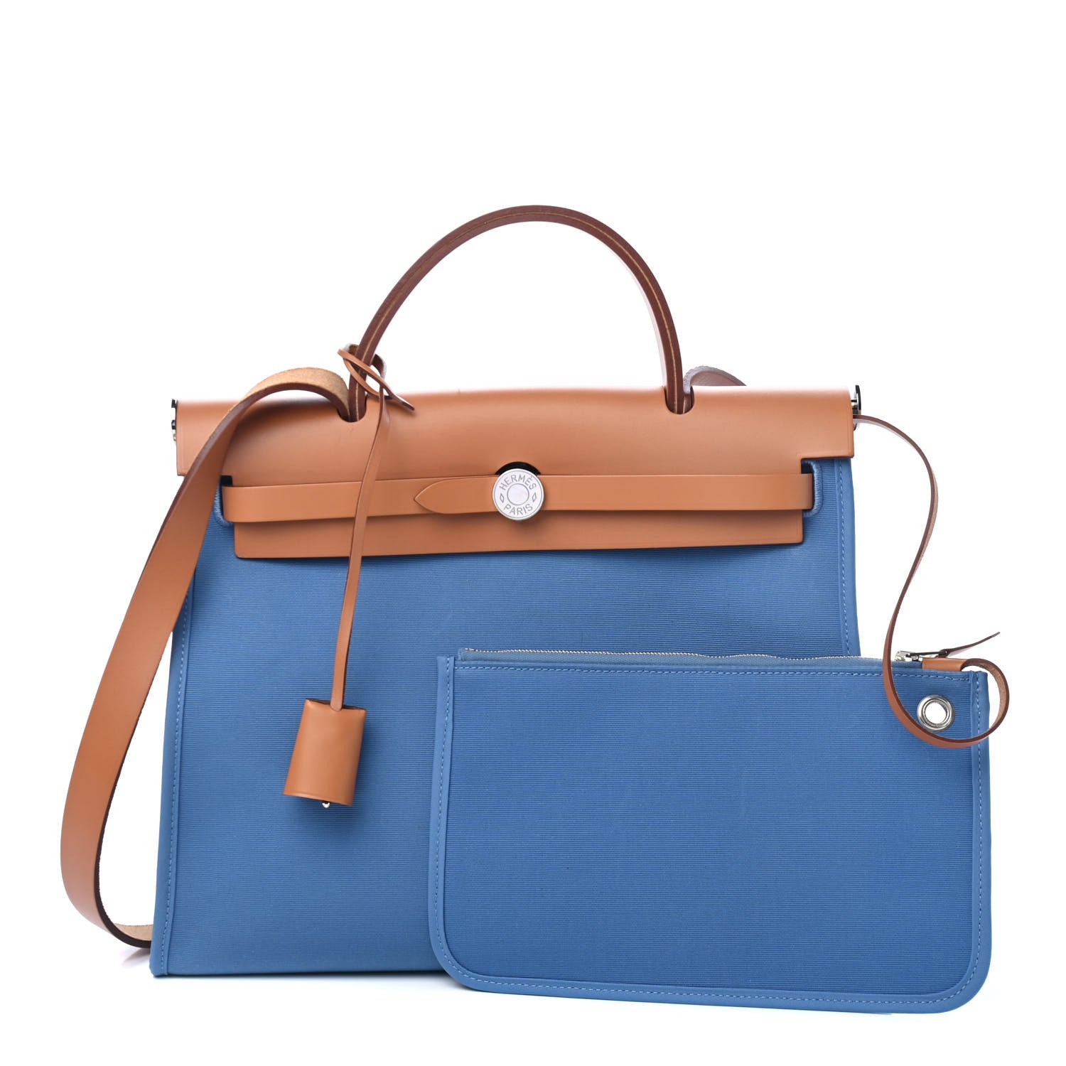 Hermes Vache Hunter Toile Herbag Zip 31 PM Azur Natural 1 of 9