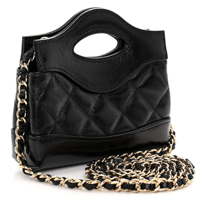 Chanel Shiny Lambskin Quilted Micro 31 Clutch With Chain Black 3 of 11