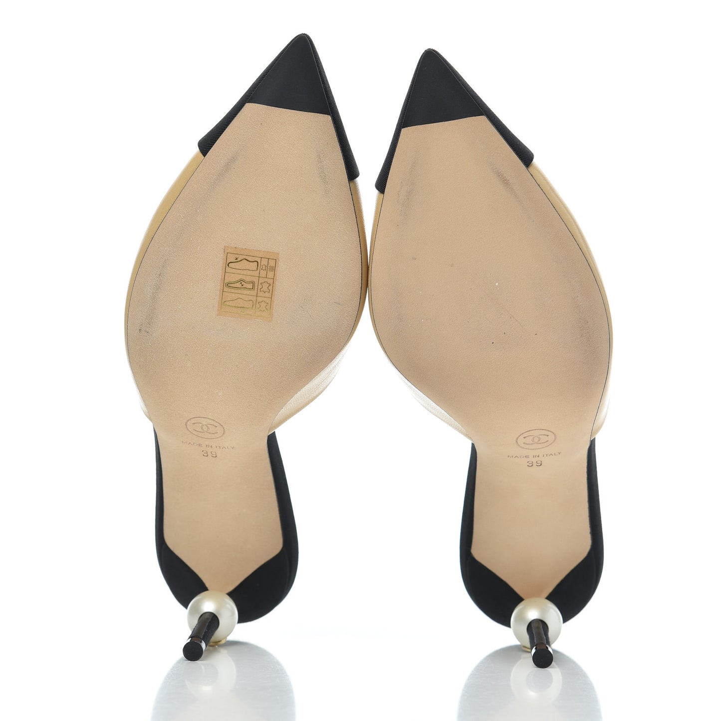Goatskin Grosgrain Cap Toe Pearl Mule 39 Beige Black