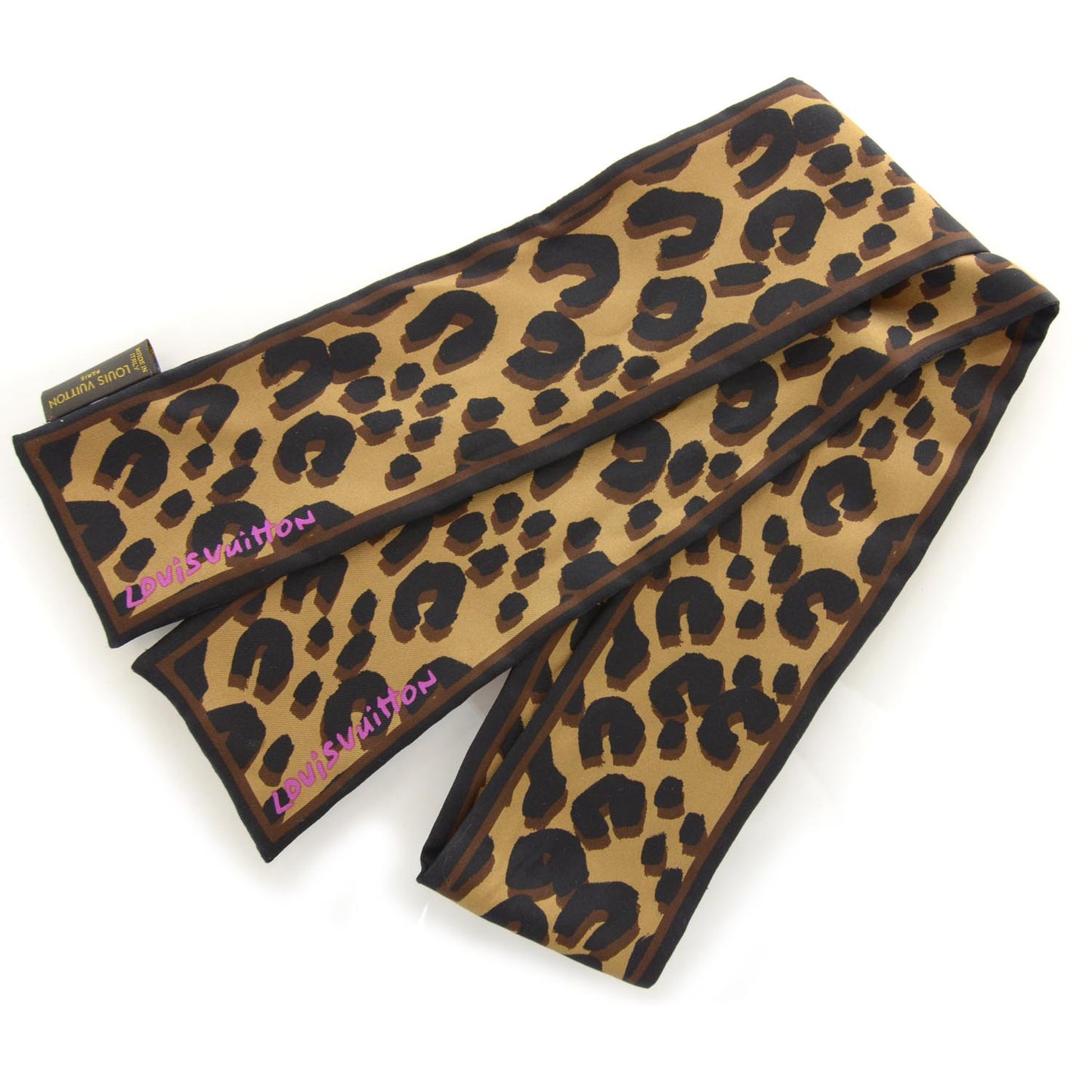 Silk Leopard Bandeau Scarf Marron