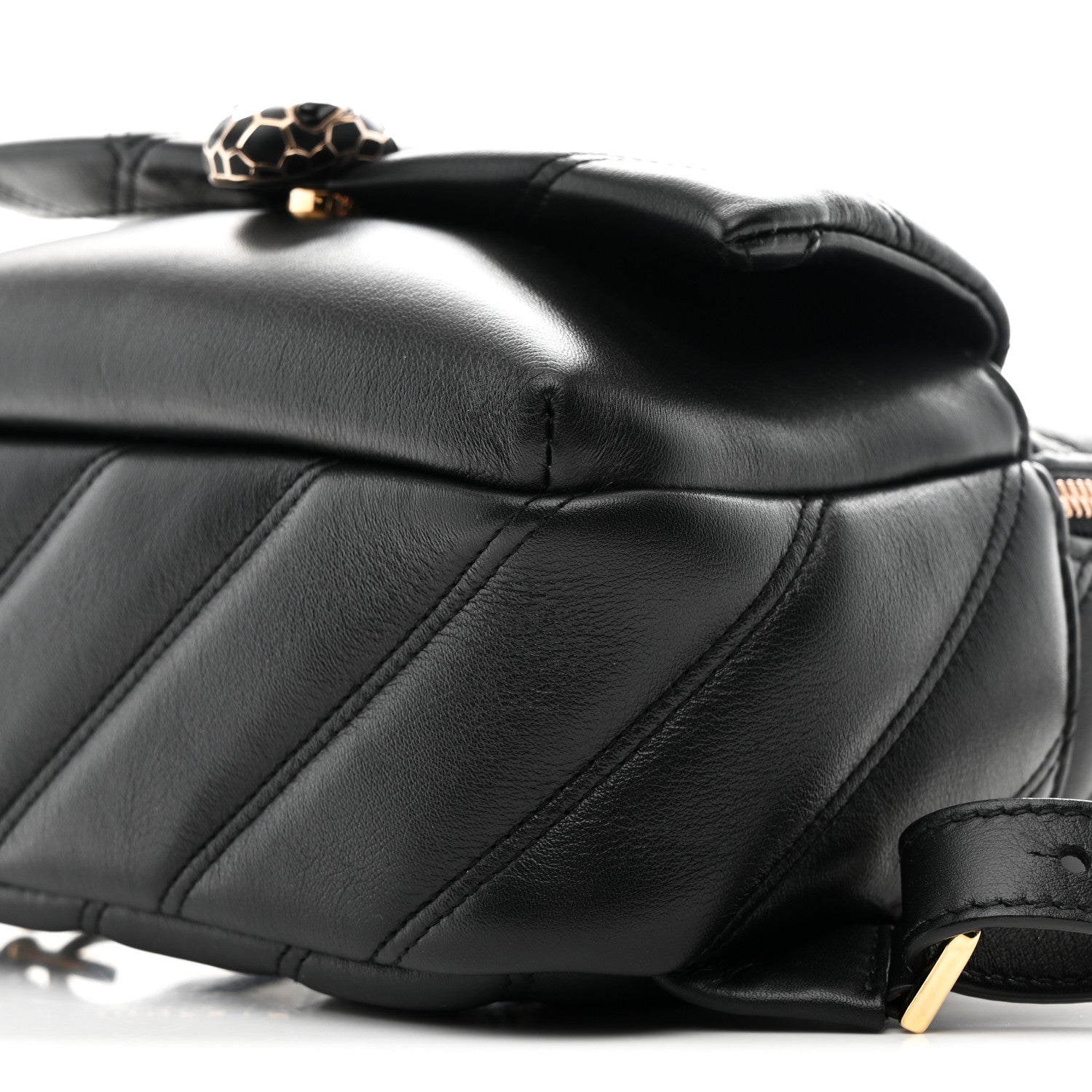 Bulgari Calfskin Matelasse Serpenti Cabochon Backpack Black 19 of 19