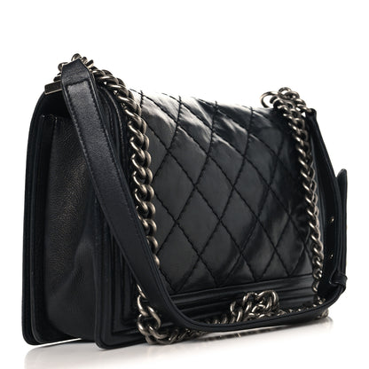 Chanel Calfskin Double Stitch Medium Boy Flap Black 3 of 12