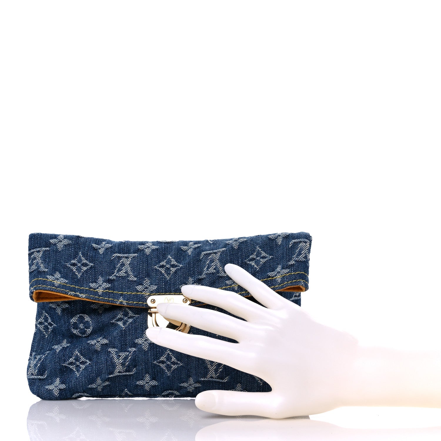 Louis Vuitton Monogram Denim Pochette Plat Clutch Blue 2 of 9