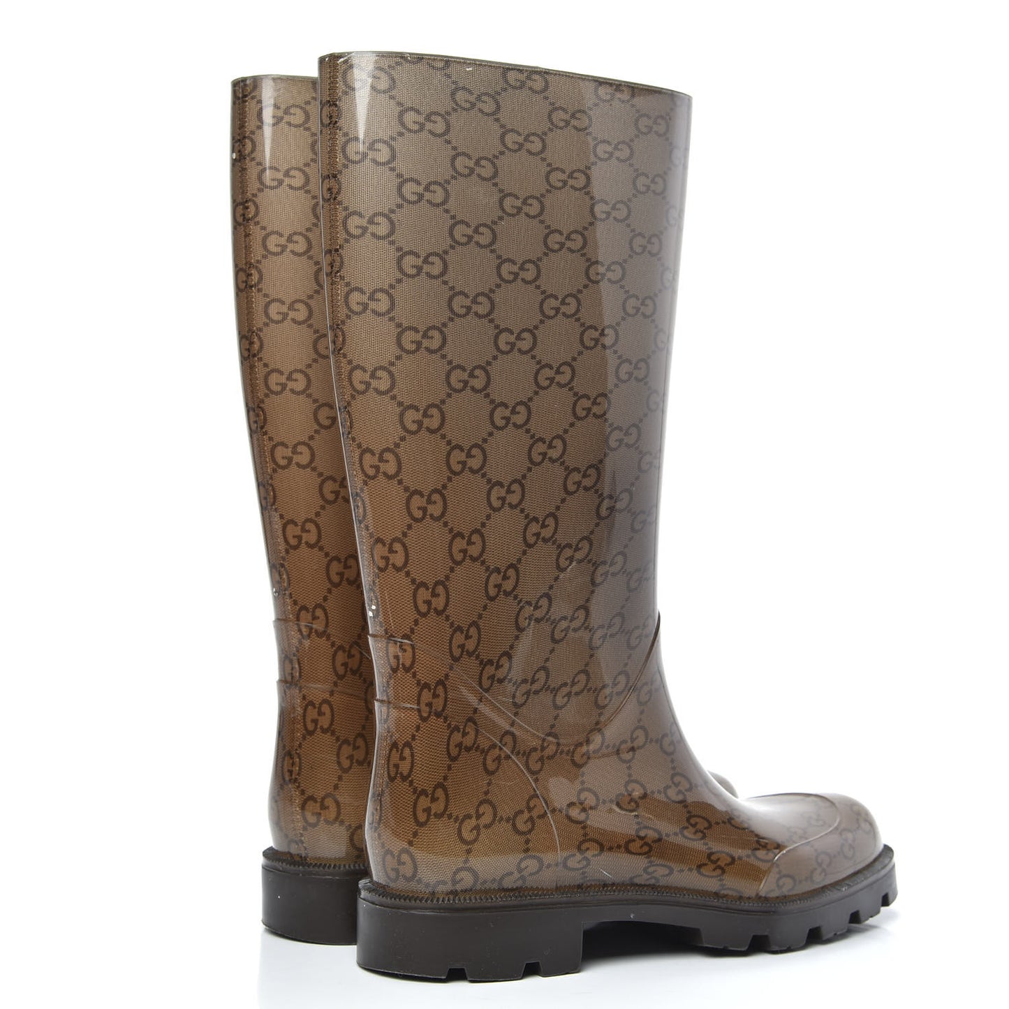 Rubber Monogram Edinburg Rain Boots 37 Transparent Cocoa