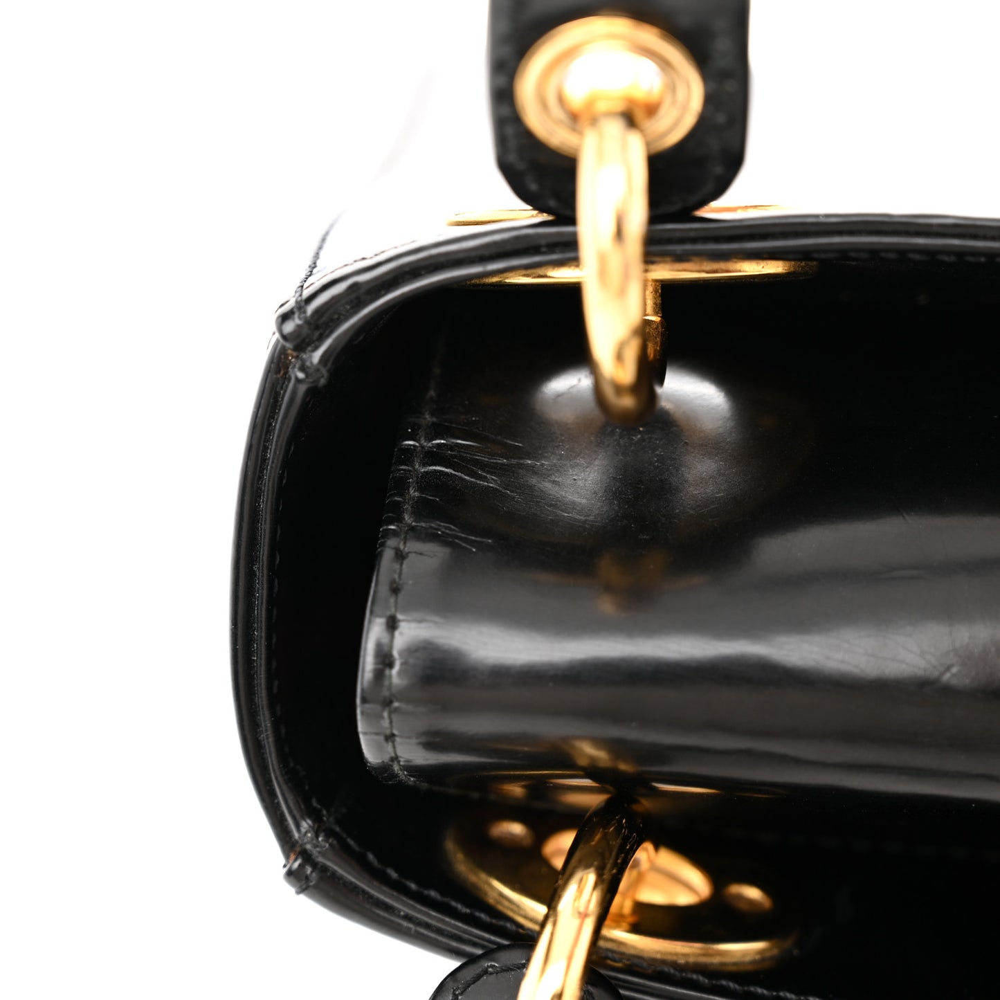 Glazed Calfskin Mini Lady Dior Black
