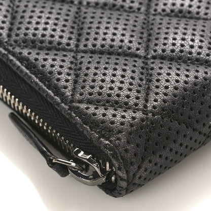 Chanel Perforated Lambskin Quilted Zip Around Wallet Black 9 of 9