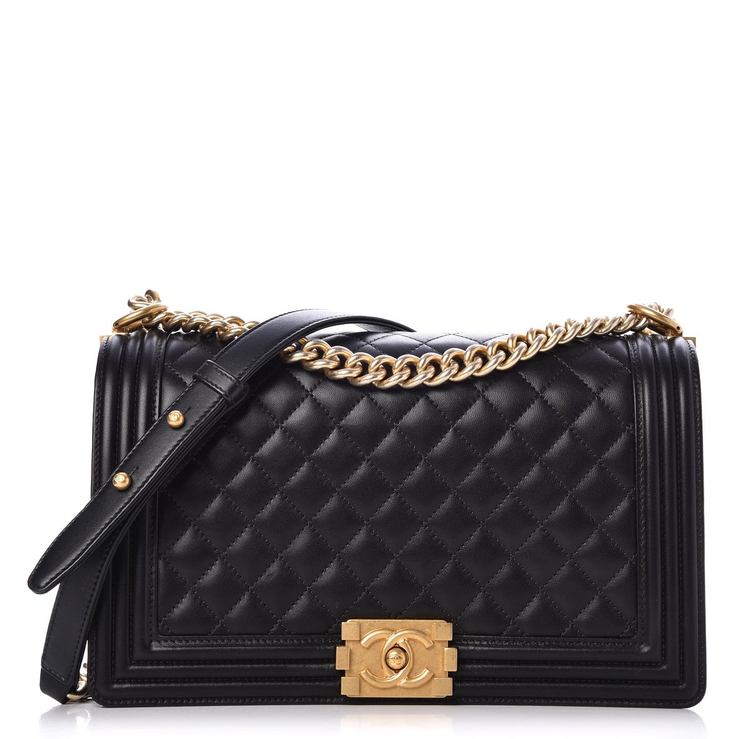 Lambskin Quilted New Medium Boy Flap Black