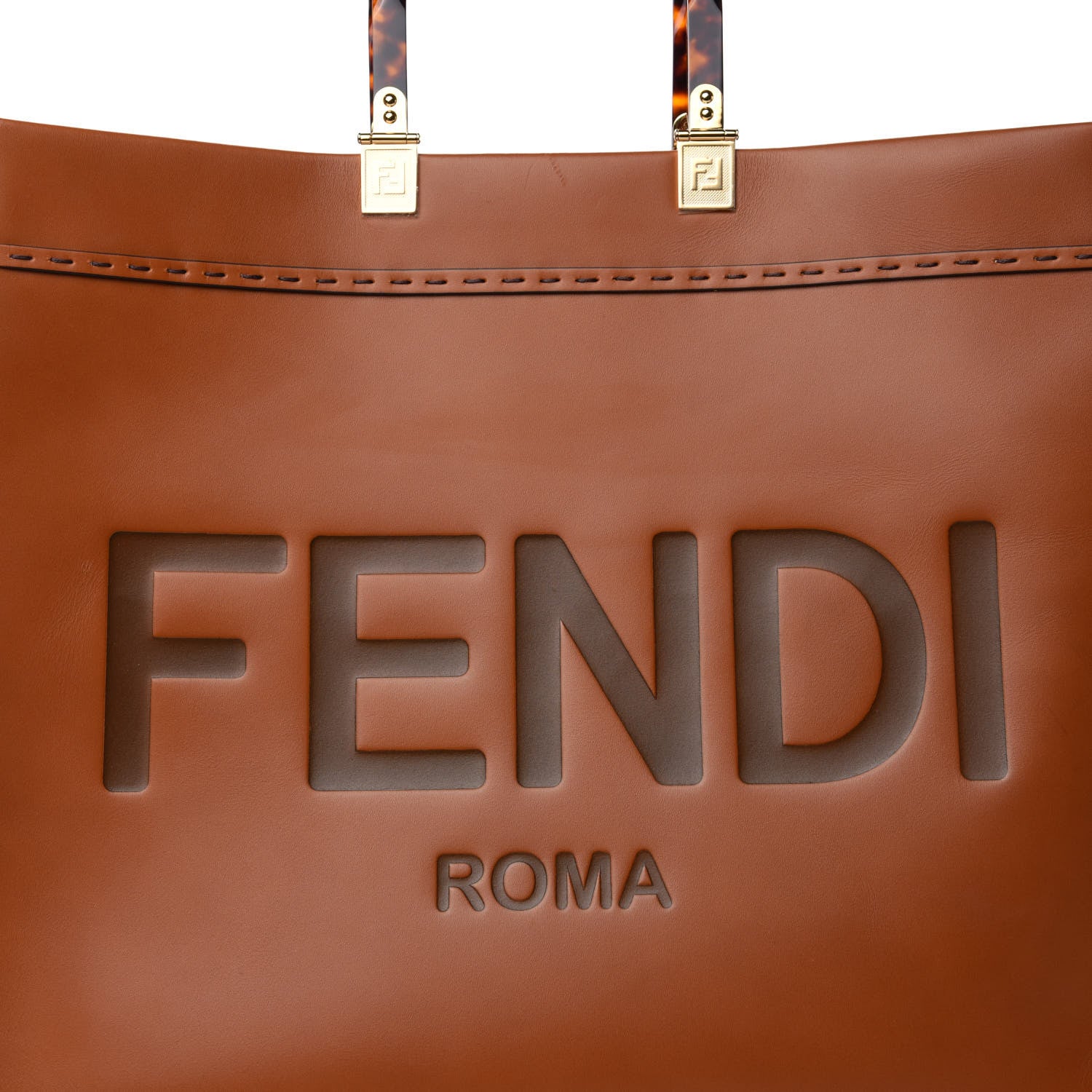 Fendi Vitello King Plexiglass Large Fendi Sunshine Shopper Tote Cuoio 9 of 9