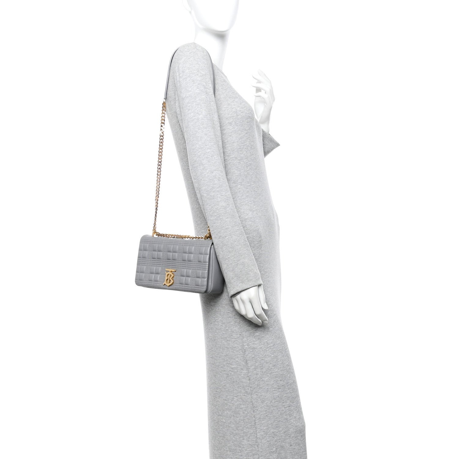 Burberry Lambskin Quilted Small Lola Bag Grey 2 of 9