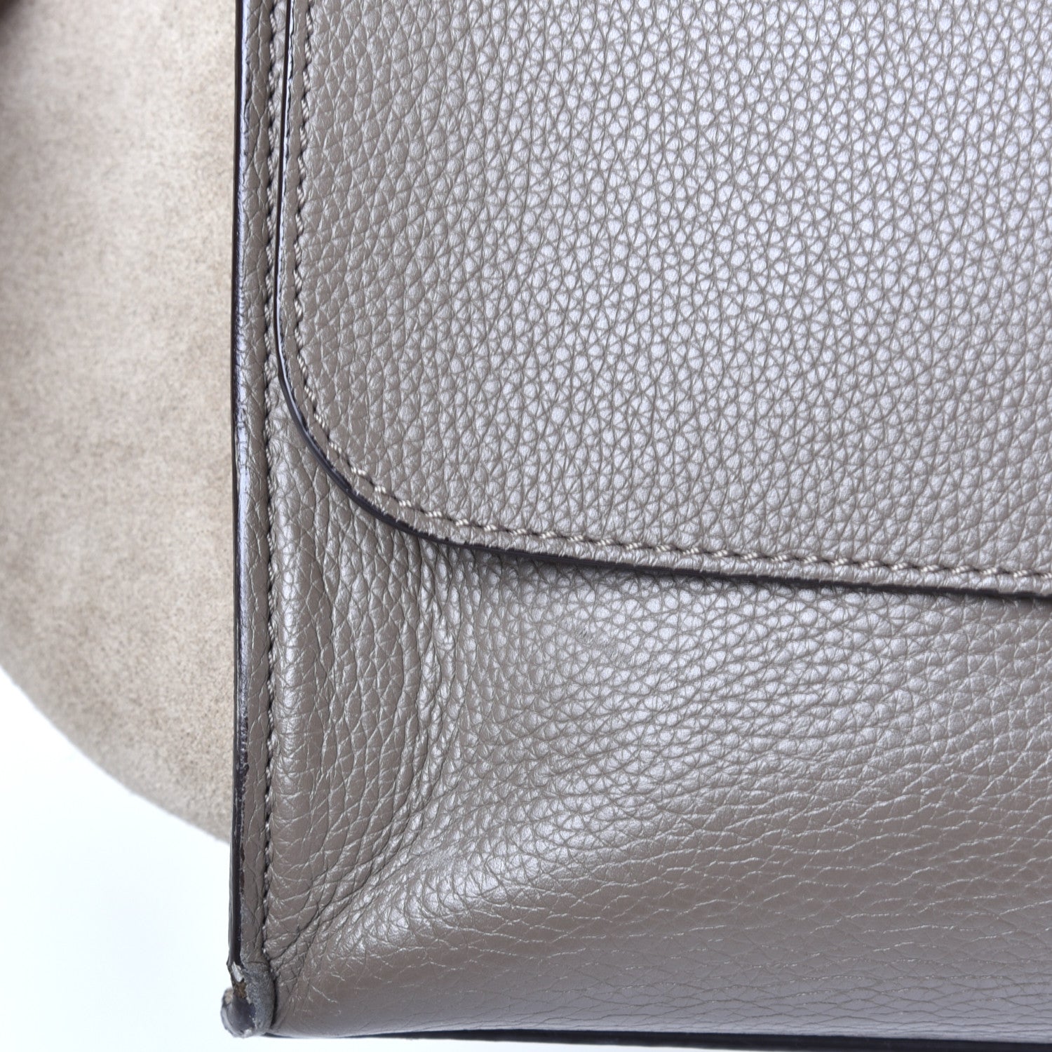 Celine Drummed Calfskin Suede Medium Trapeze Souris 10 of 10