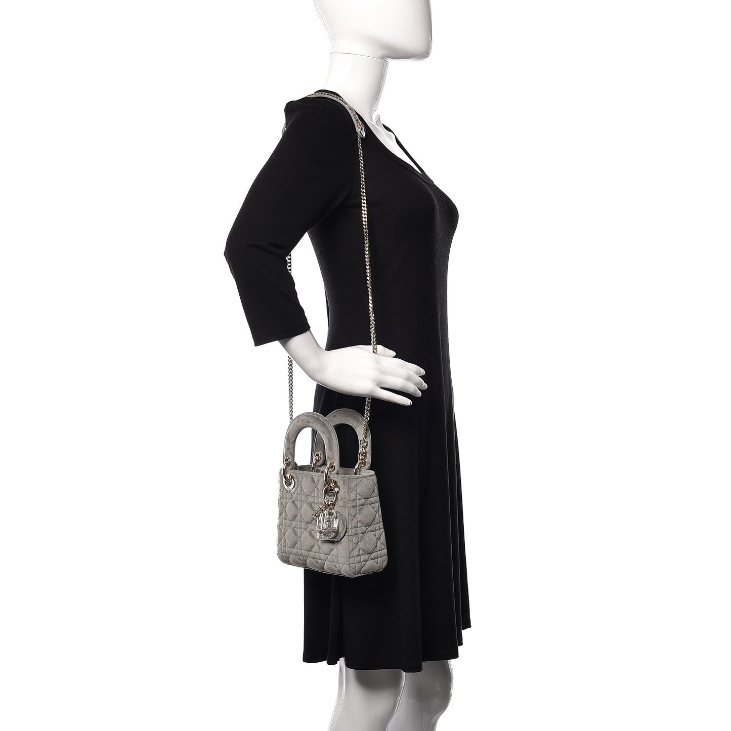 Velvet Mini Lady Dior Gray