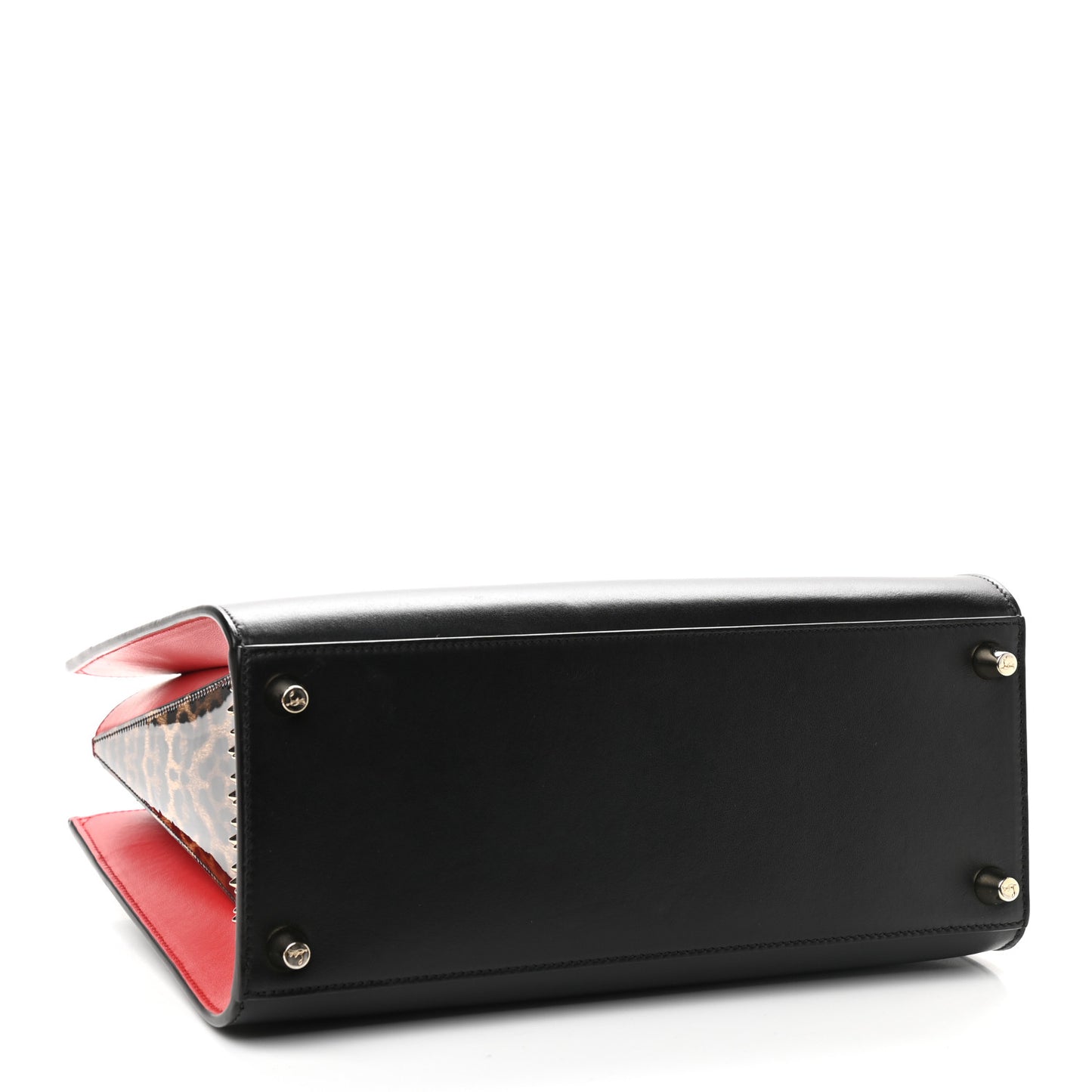 Calfskin Patent Leopard Spiked Medium Paloma Black