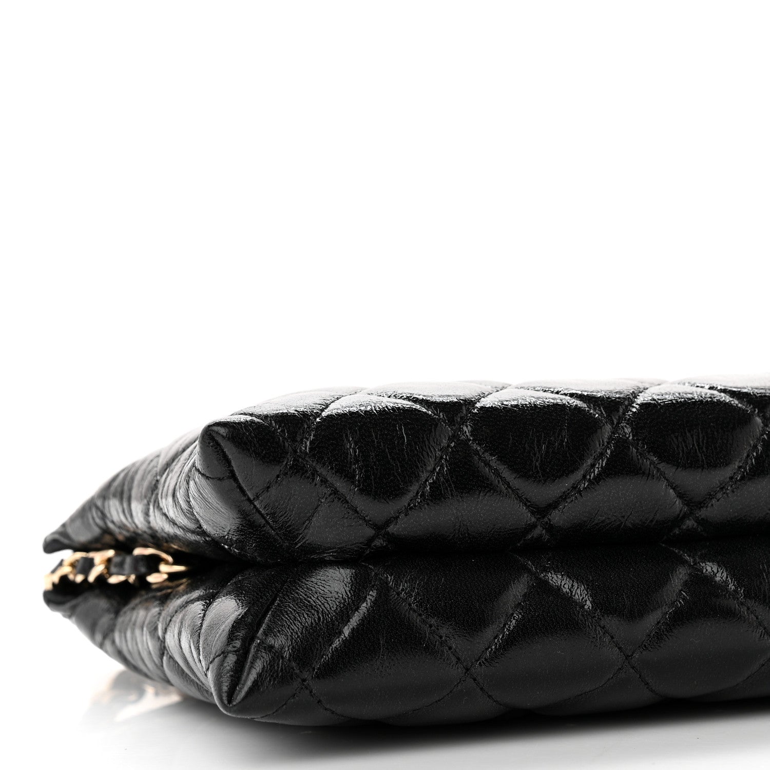 Chanel Shiny Crumpled Calfskin Quilted Clutch Bag Black 9 of 12