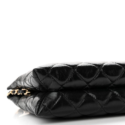 Chanel Shiny Crumpled Calfskin Quilted Clutch Bag Black 9 of 12