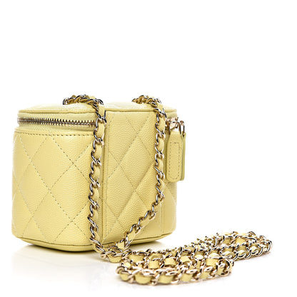 Chanel Caviar Quilted Mini Vanity Case With Chain Yellow 3 of 10