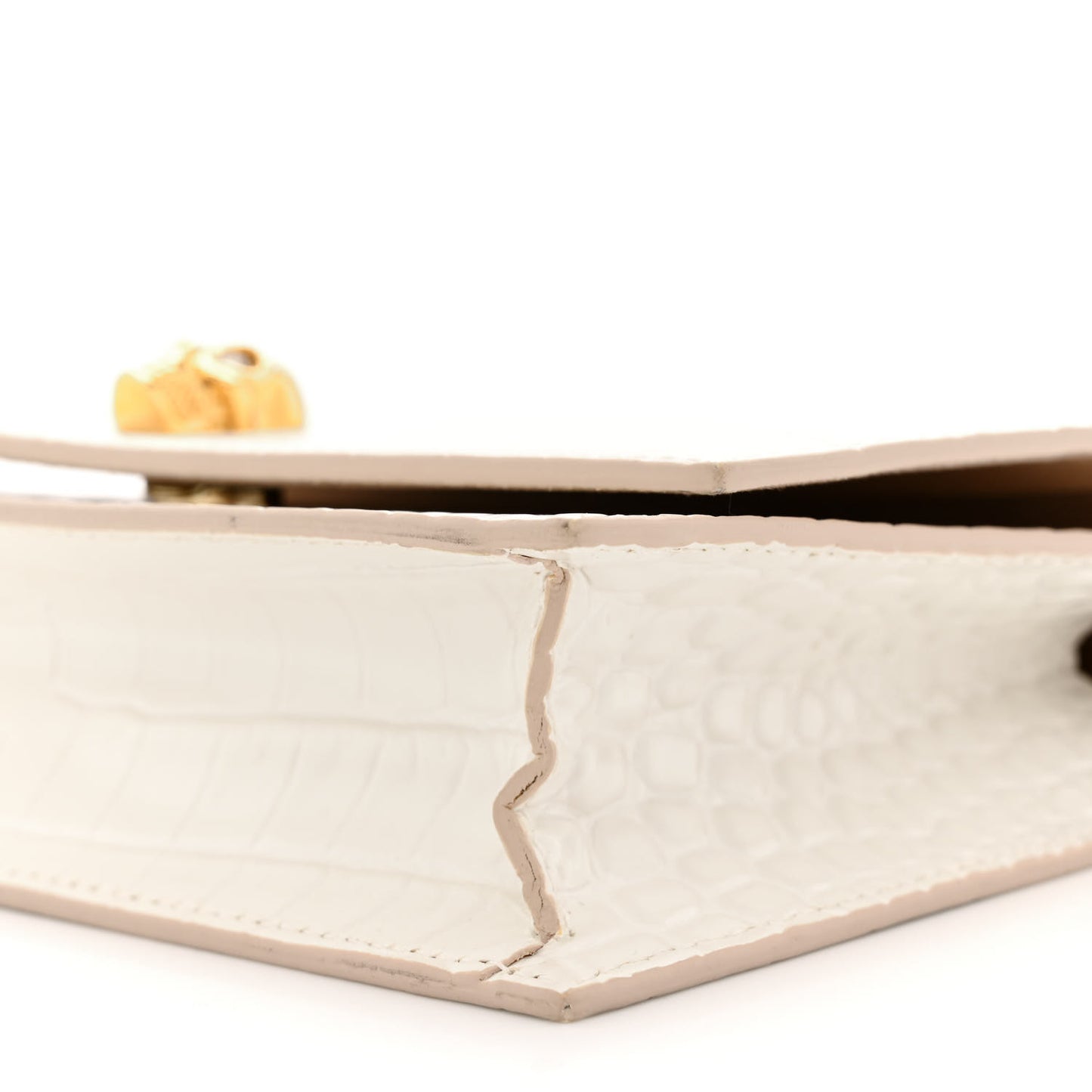 Calfskin Crocodile Embossed Skull Mini Crossbody Bag White