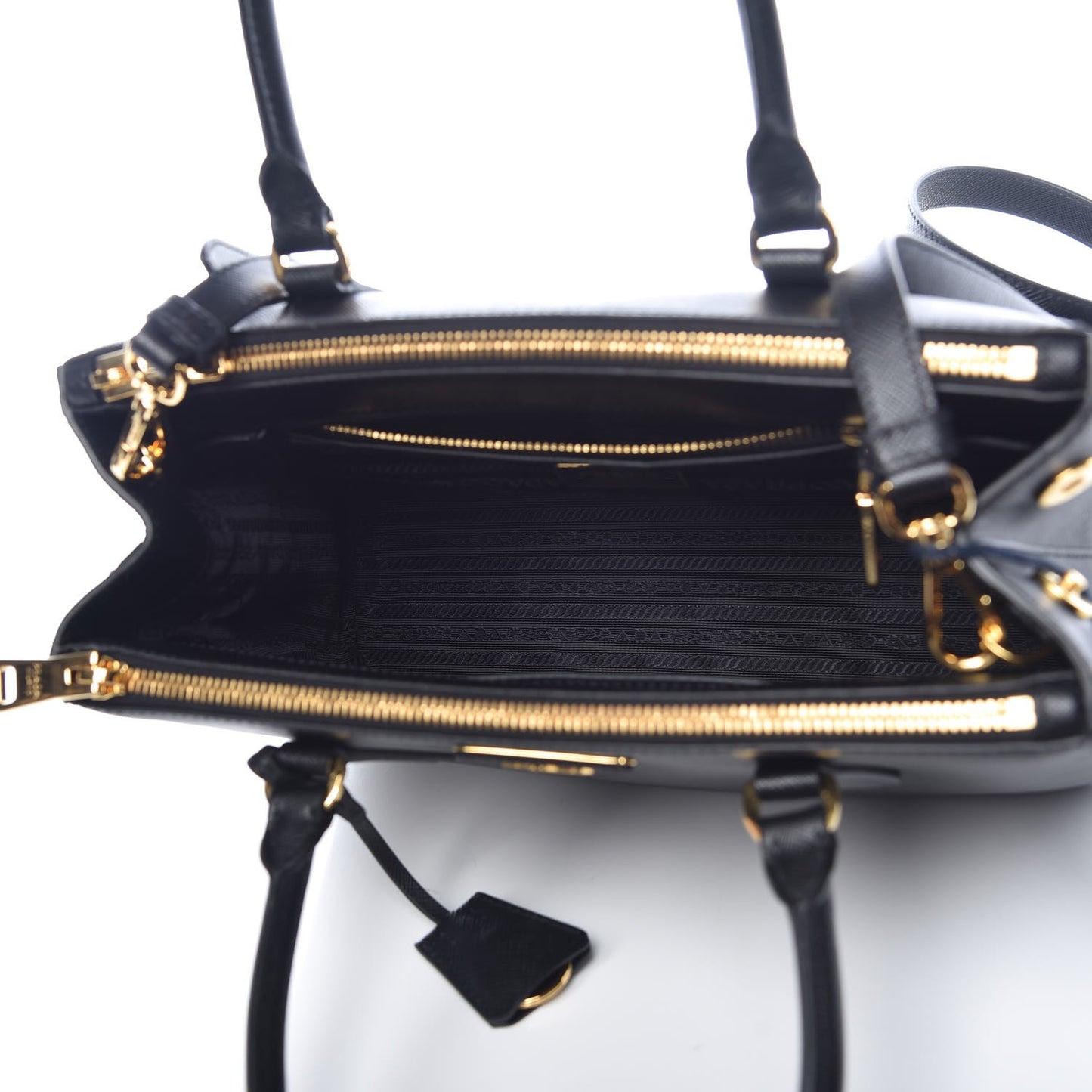 Saffiano Small Galleria Double Zip Tote Black