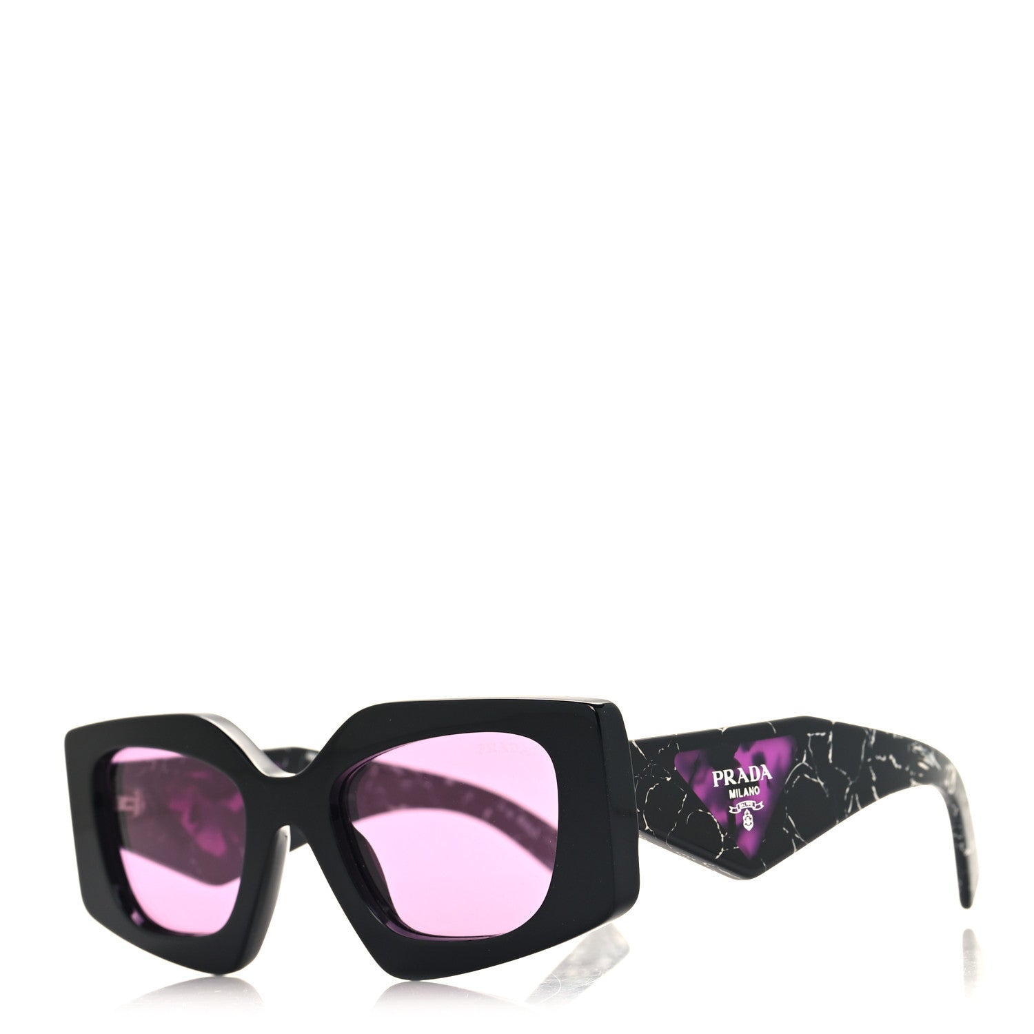 Prada Acetate Square Sunglasses SPR 15Y Black Dark Violet 1 of 7