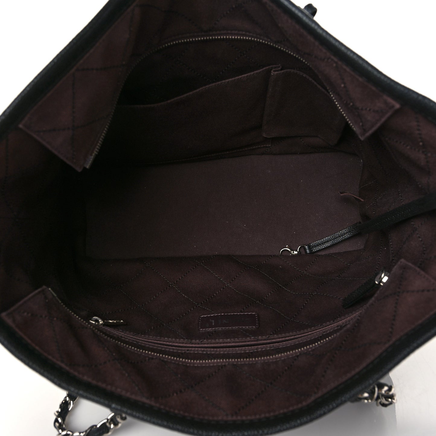 Grained Calfskin Quilted Small Daily Shopping Tote Black
